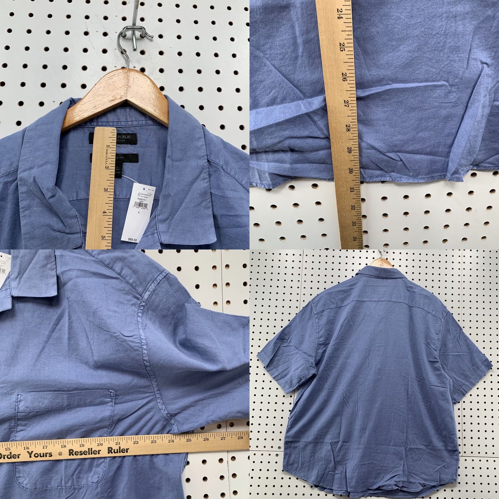 Banana Republic Banana Republic Collared Henley Shirt Mens Large Pocket Relaxed Blue 25X30.5 XS? Size US M / EU 48-50 / 2 - 9 Thumbnail