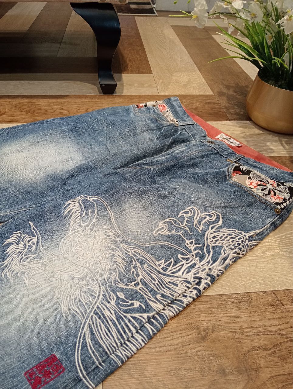 Karakuri Tamashii KARAKURI TAMASHII JAPAN DRAGON EMBROIDERY WASHED DENIM JEANS Size US 34 / EU 50 - 6 Thumbnail