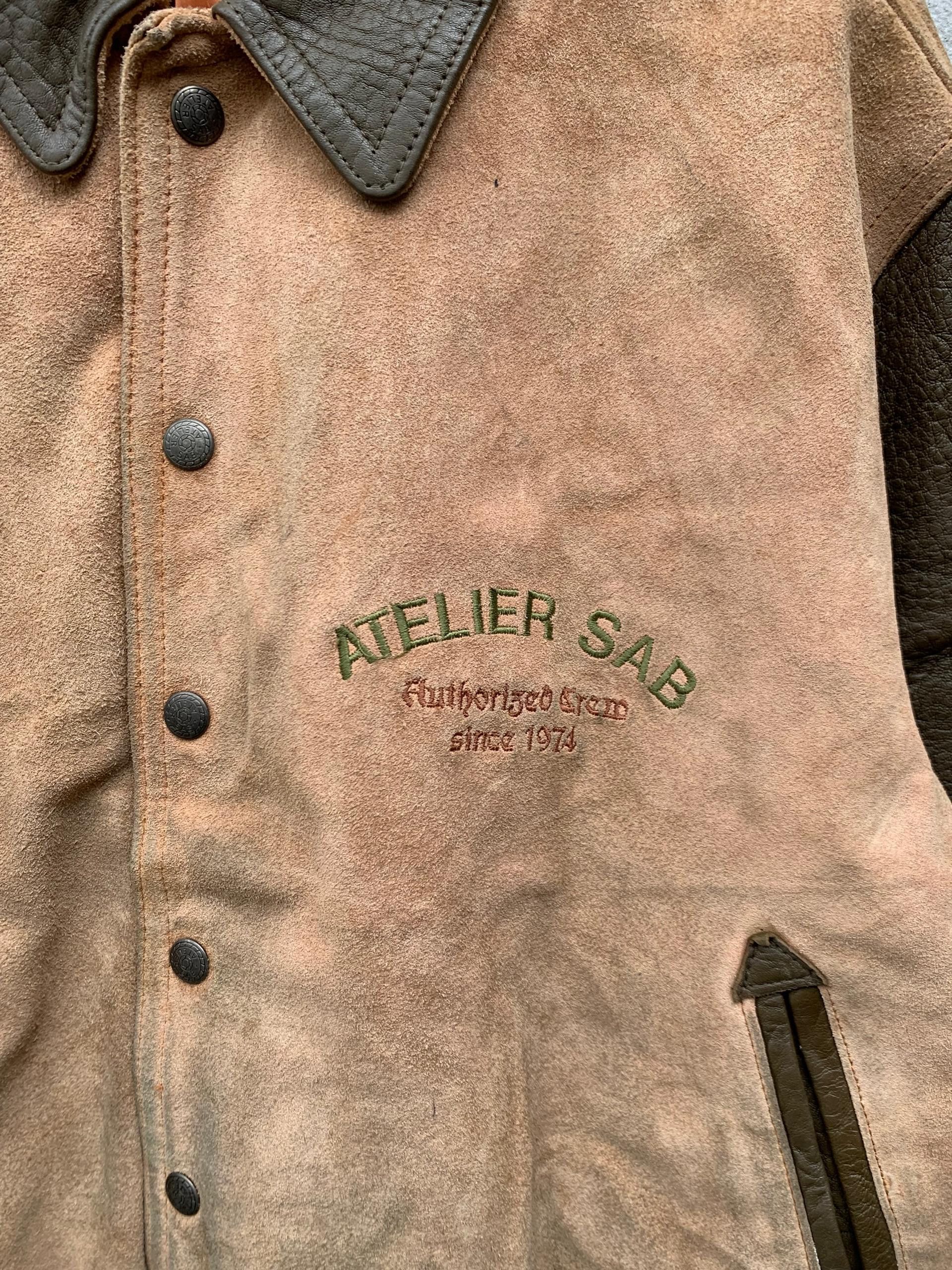 Japanese Brand Vtg Embroidery Atelier Sab Leather Varsity Jacket Size US M / EU 48-50 / 2 - 6 Thumbnail