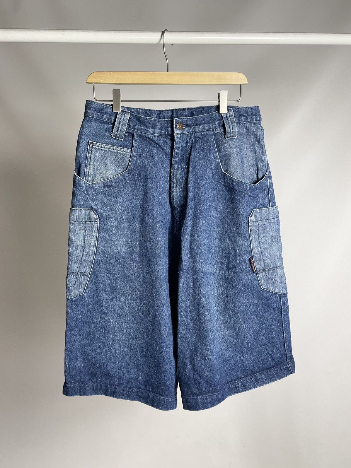 JNCO VINTAGE 💧Anti League Denim Multi Pocket hip hop jorts Shorts Size US 31 - 1 Thumbnail