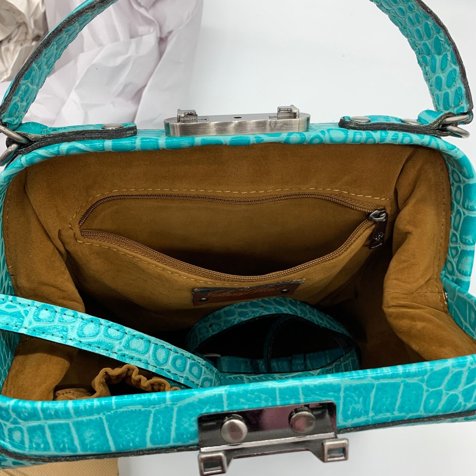 Other Patricia Nash Leather Purse Croc Embossed Blue Aqua Handbags Size ONE SIZE - 10 Thumbnail