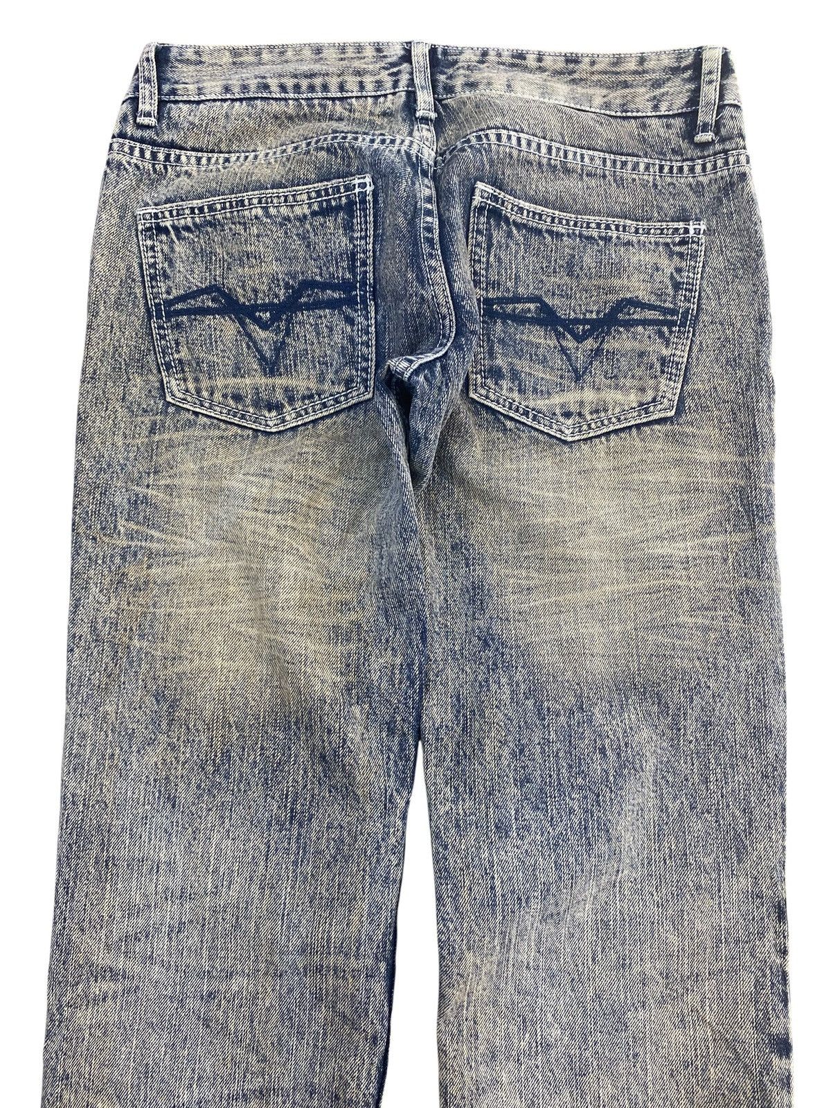 Japanese Brand Japanese Brand Acid Blue Wash Ripped Style Patchwork Jeans Size US 30 / EU 46 - 4 Thumbnail