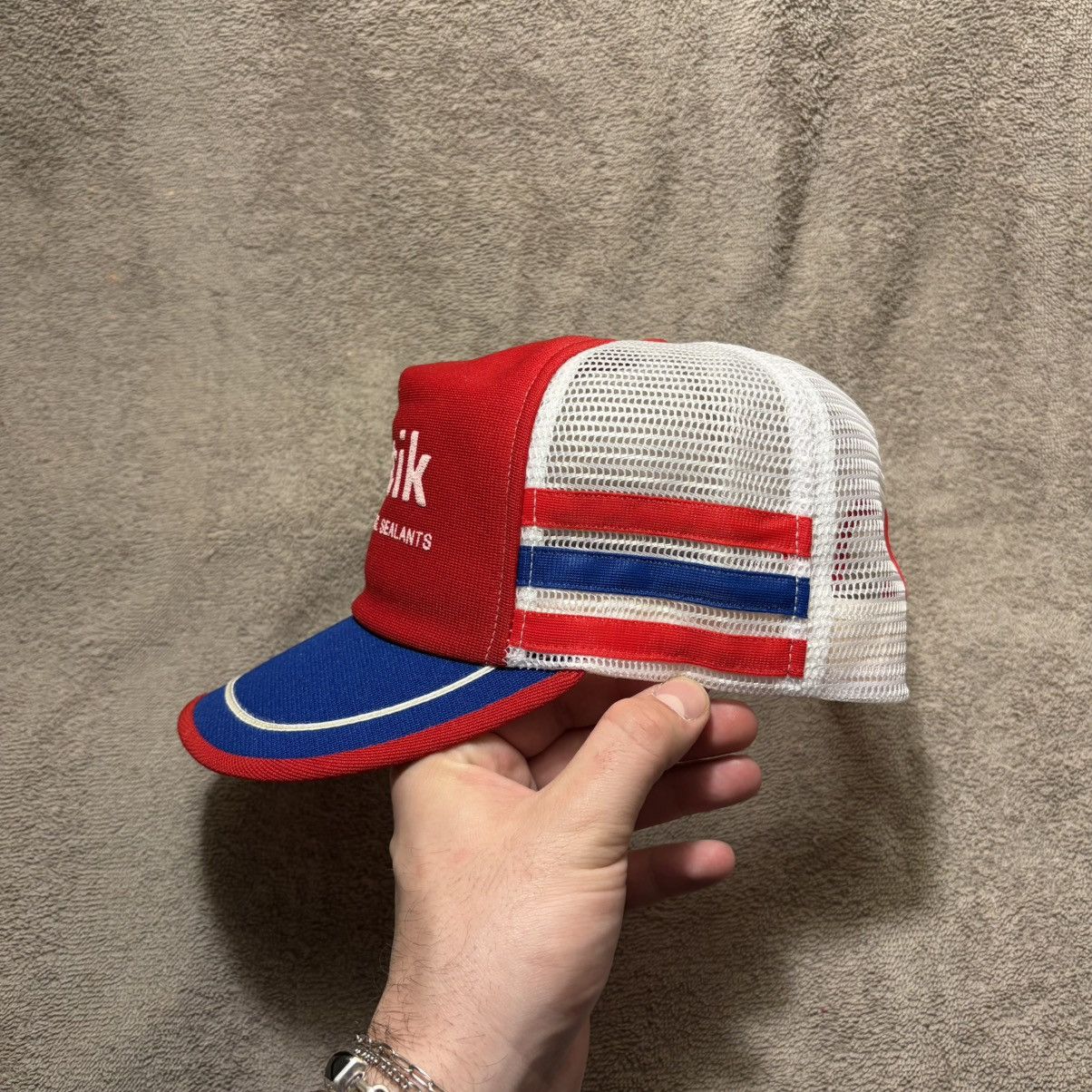 Vintage Vintage K Brand 3 Stripe Mesh Trucker SnapBack Hat 70s USA Size ONE SIZE - 4 Thumbnail