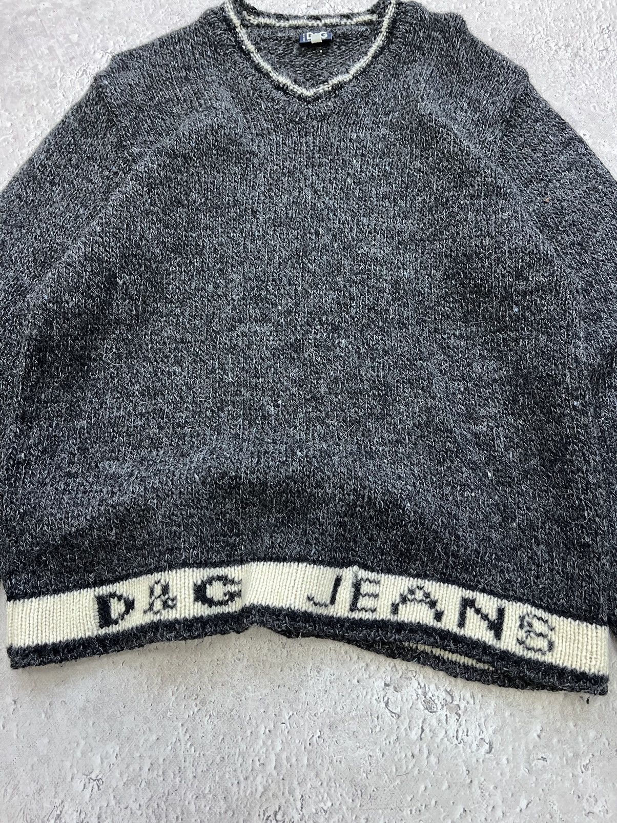 Dolce & Gabbana × Vintage Vintage Dolce Gabbana Big Logo Knit Sweater Striped 90s Size US XL / EU 56 / 4 - 3 Thumbnail