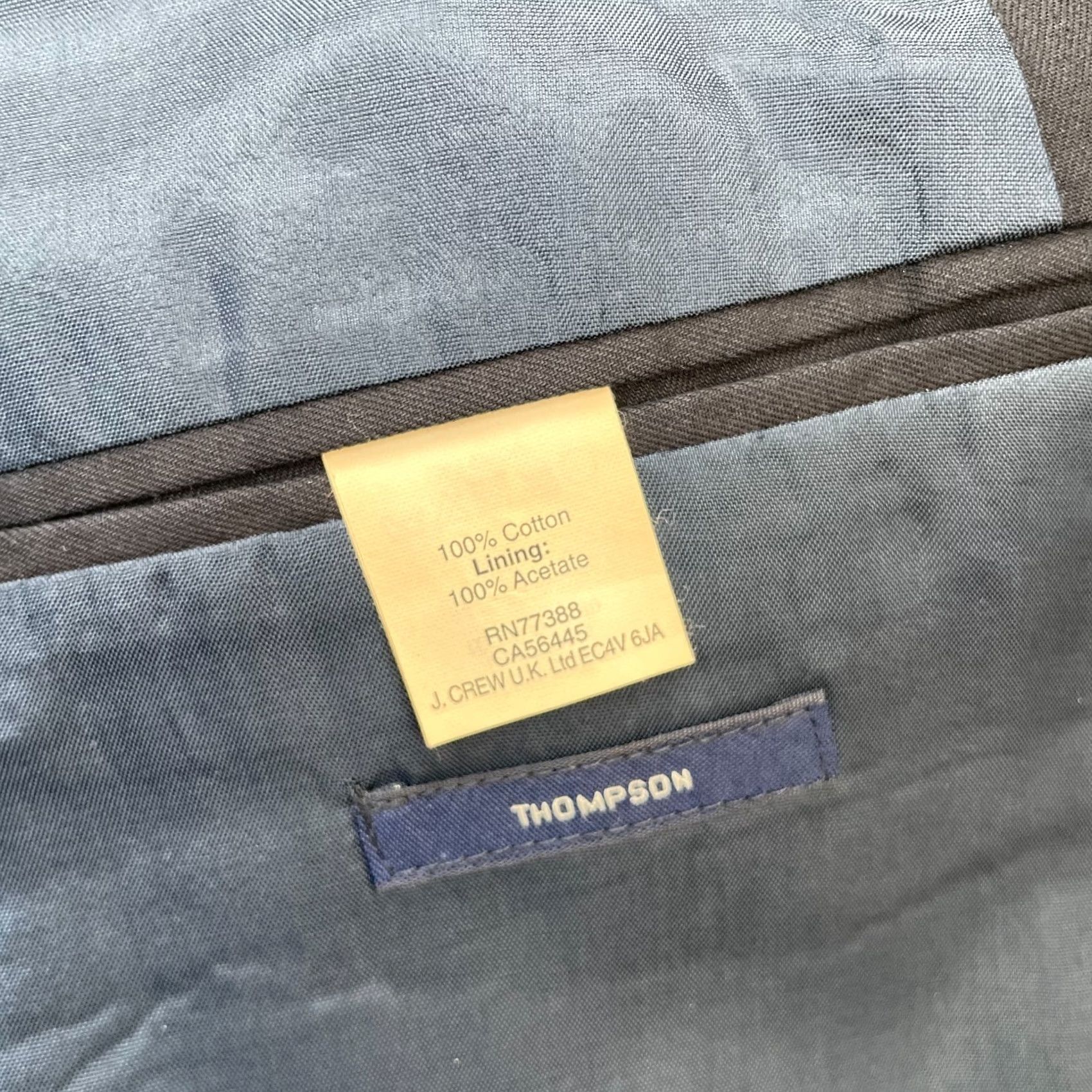J.Crew J.CREW Blazer Jacket Mens 46R Blue Notch Lapel Cotton Single-Breasted Two-Button 4-Button Sleeve Classical Business Casual Winter Fall Spring Size 46R - 5 Thumbnail