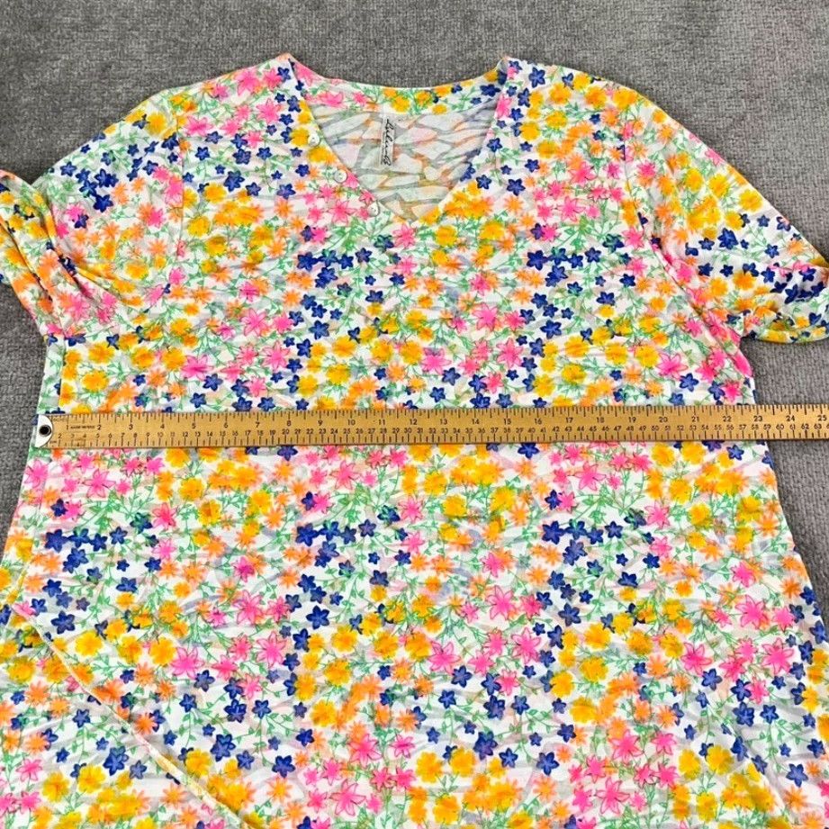 Vintage Lulu B Shirt Womens XL White Multi Floral Layered Asymmetric Tunic Top Preppy Size XL / US 12-14 / IT 48-50 - 5 Thumbnail
