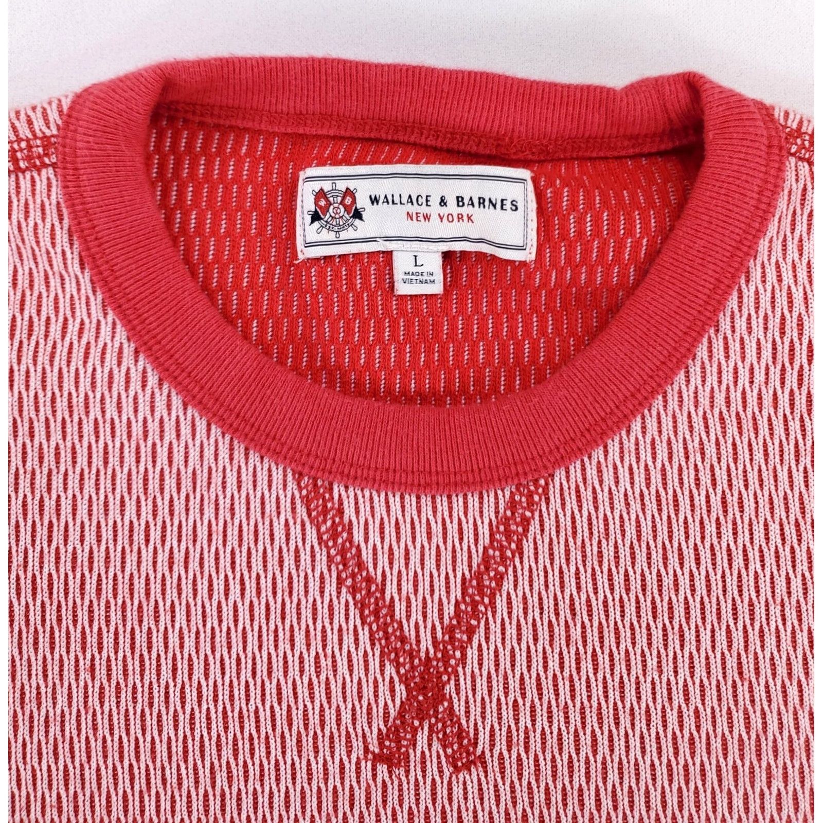 Wallace & Barnes Wallace & Barnes Shirt Red Mens L Crew Neck Knit Long Sleeve Pullover Textured Knit Shirt Size US L / EU 52-54 / 3 - 2 Thumbnail