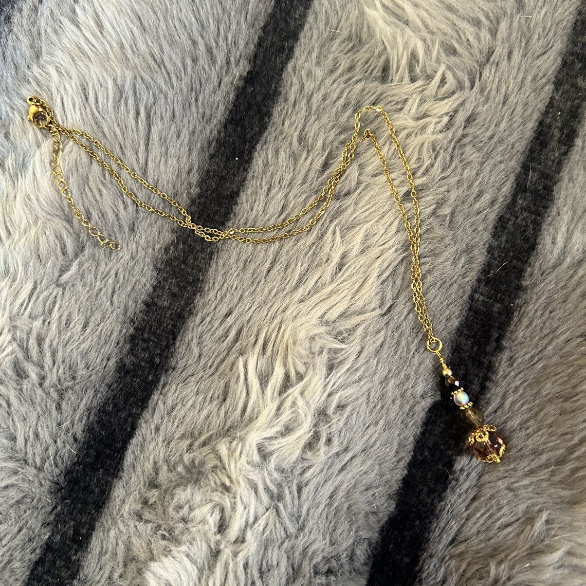 Handmade Handcrafted vintage bead faceted glass crystal drop necklace Size ONE SIZE - 6 Thumbnail