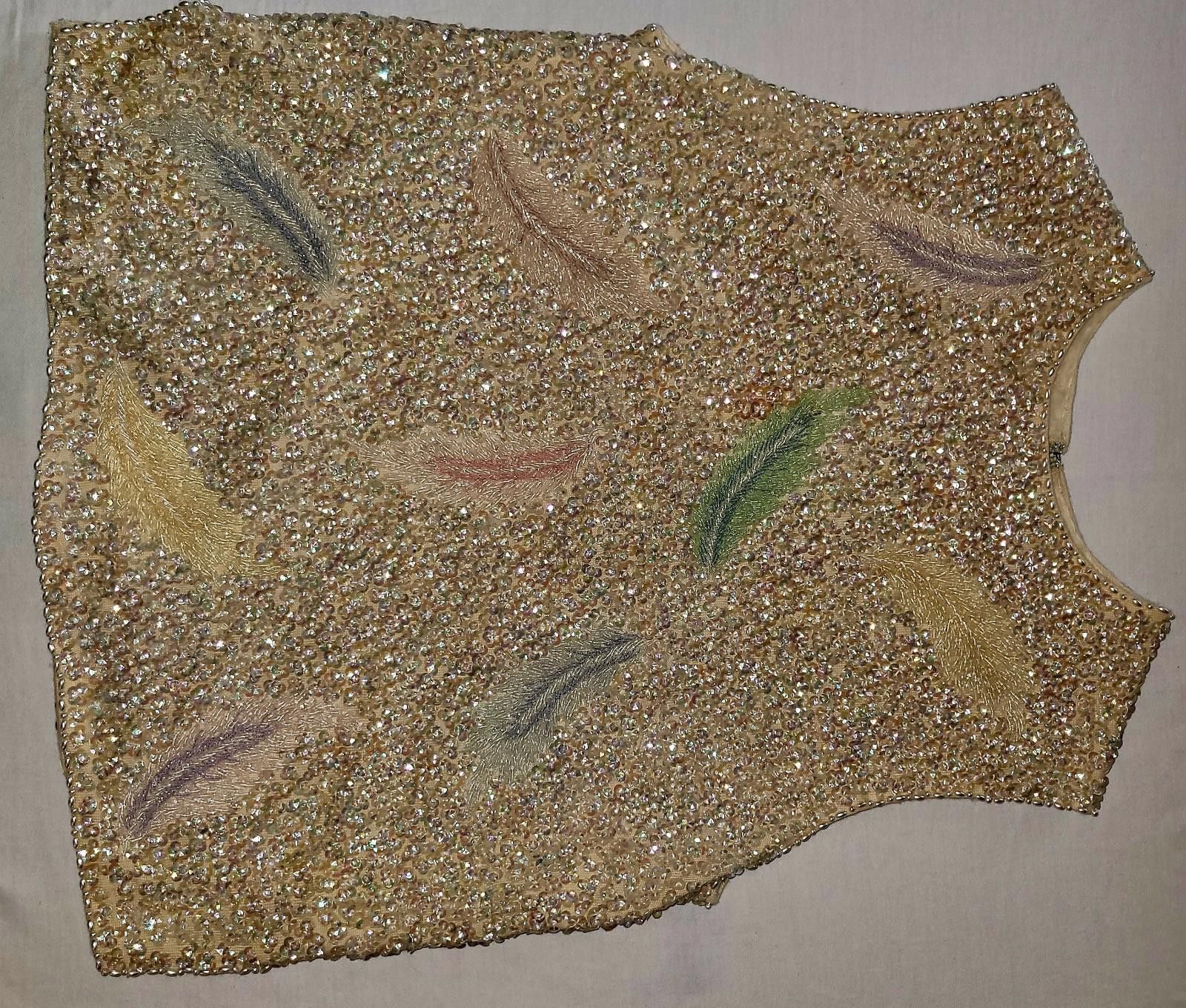 Designer Vintage Sleeveless Sequin Beaded Top Women's Med. 1950s Size M / US 6-8 / IT 42-44 - 1 Thumbnail