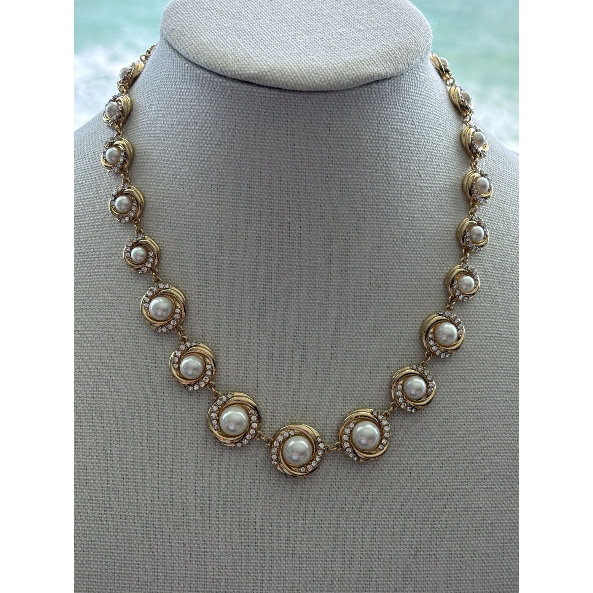 Charter Club Charter Club Gold-Tone Necklace With Faux Pearls & Rhineston Size ONE SIZE - 3 Thumbnail