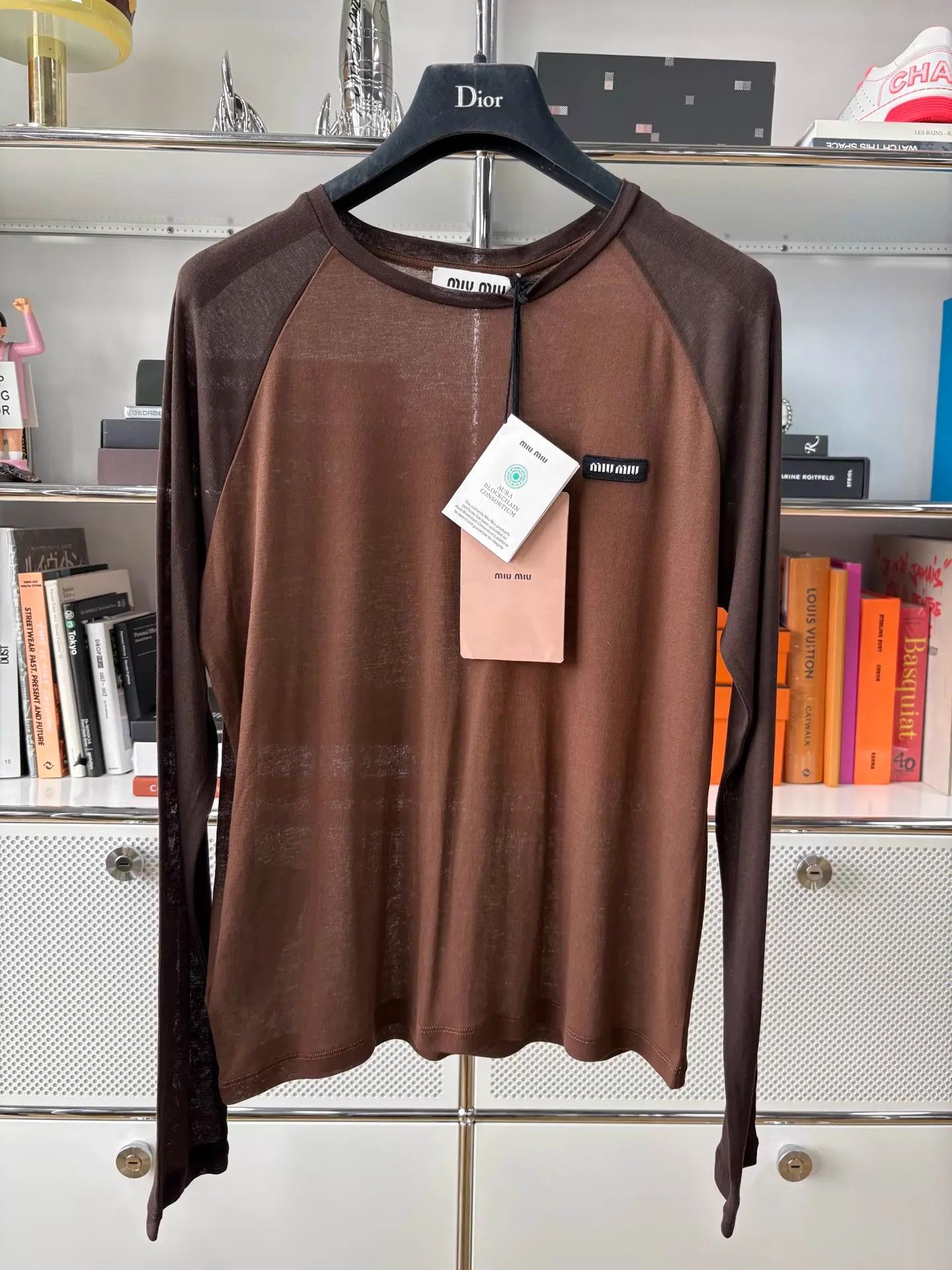 Miu Miu MIU MIU Brown Colorblock Logo Embroidered LS Top XS Size XS / US 0-2 / IT 36-38 - 1 Thumbnail