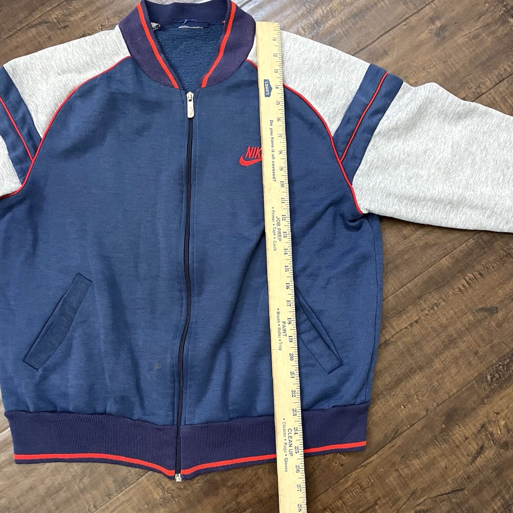 Nike VINTAGE Nike Track Jacket Mens M Full Zip Swoosh Check Navy Blue 80s 90s College Sports Size US M / EU 48-50 / 2 - 5 Thumbnail