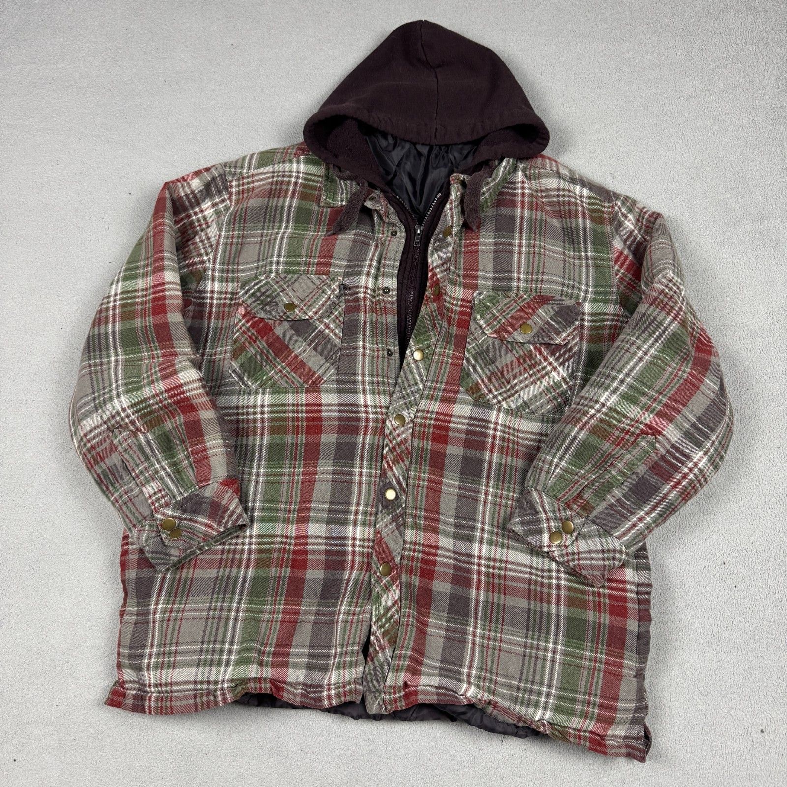 Vintage VTG Grunge Flannel Hooded Jacket XL Plaid Quilt Lined 90s Size US XL / EU 56 / 4 - 6 Thumbnail