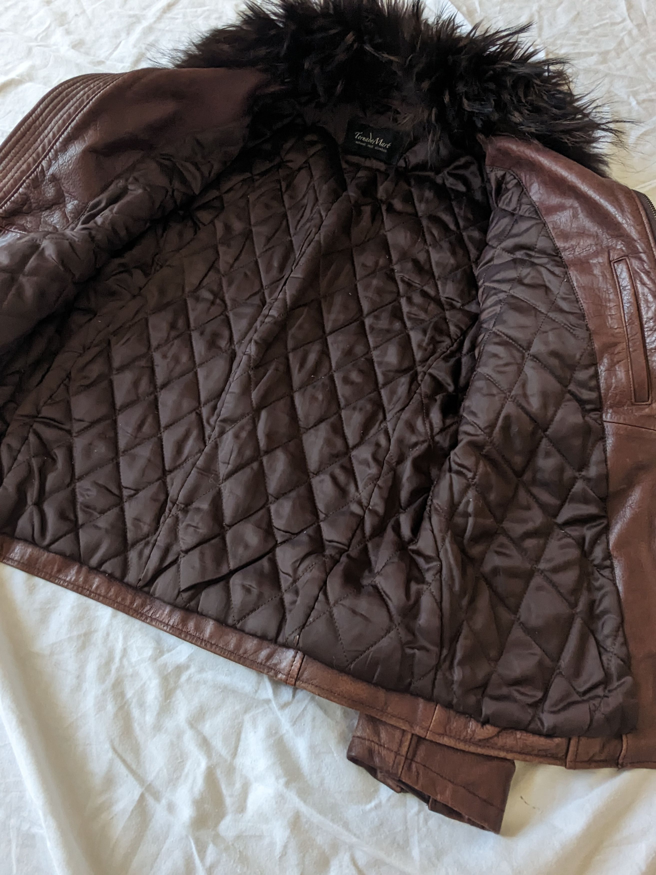 Tornado Mart Leather Jacket Brown With Down Fur