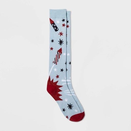 Other Knee-High Fireworks Socks - Light Blue Red & White - 4th Of Size ONE SIZE - 1 Preview