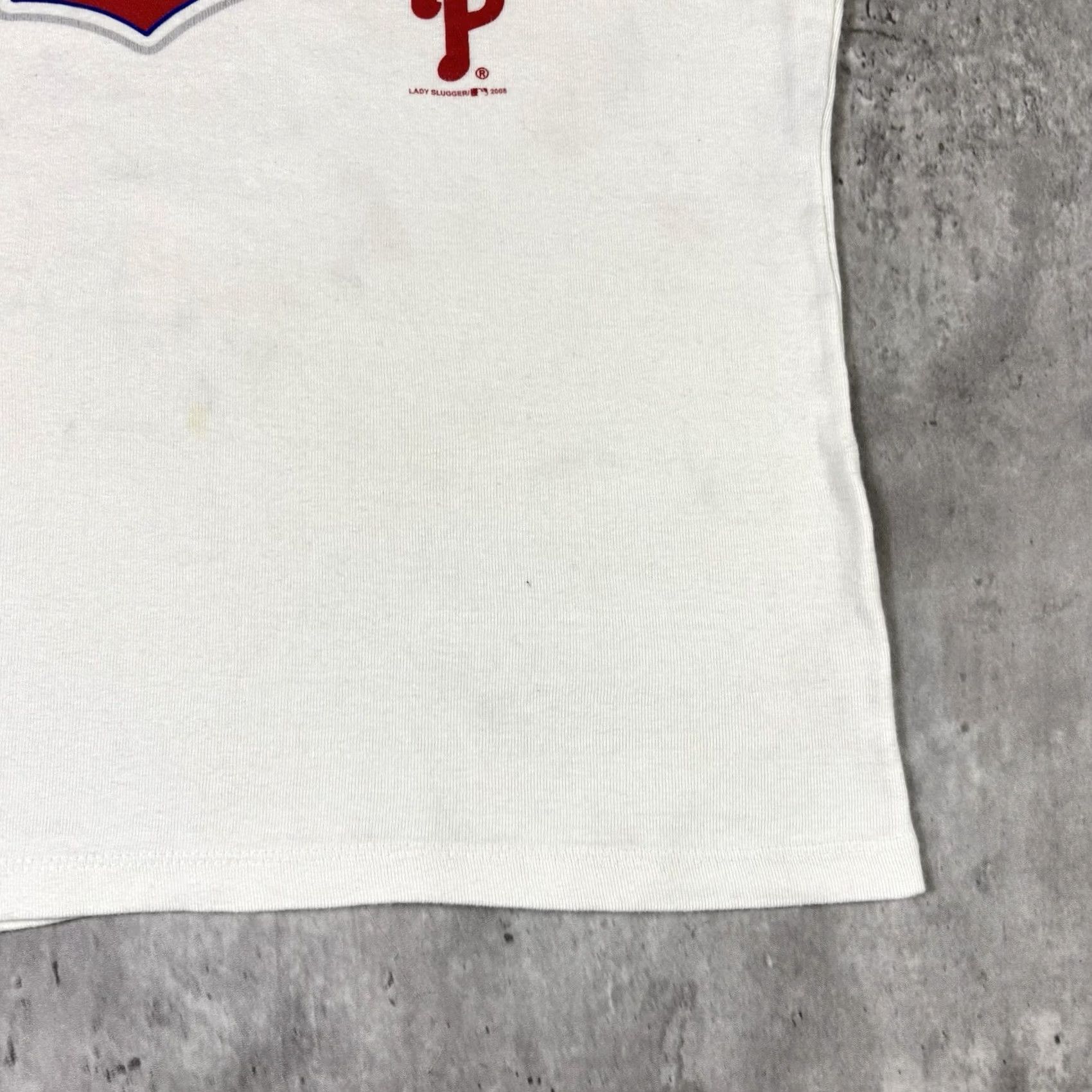 MLB Philadelphia Phillies 2008 World Series Champs MLB Womens Crop Top Shirt Large White Stitch Size L / US 10 / IT 46 - 7 Thumbnail