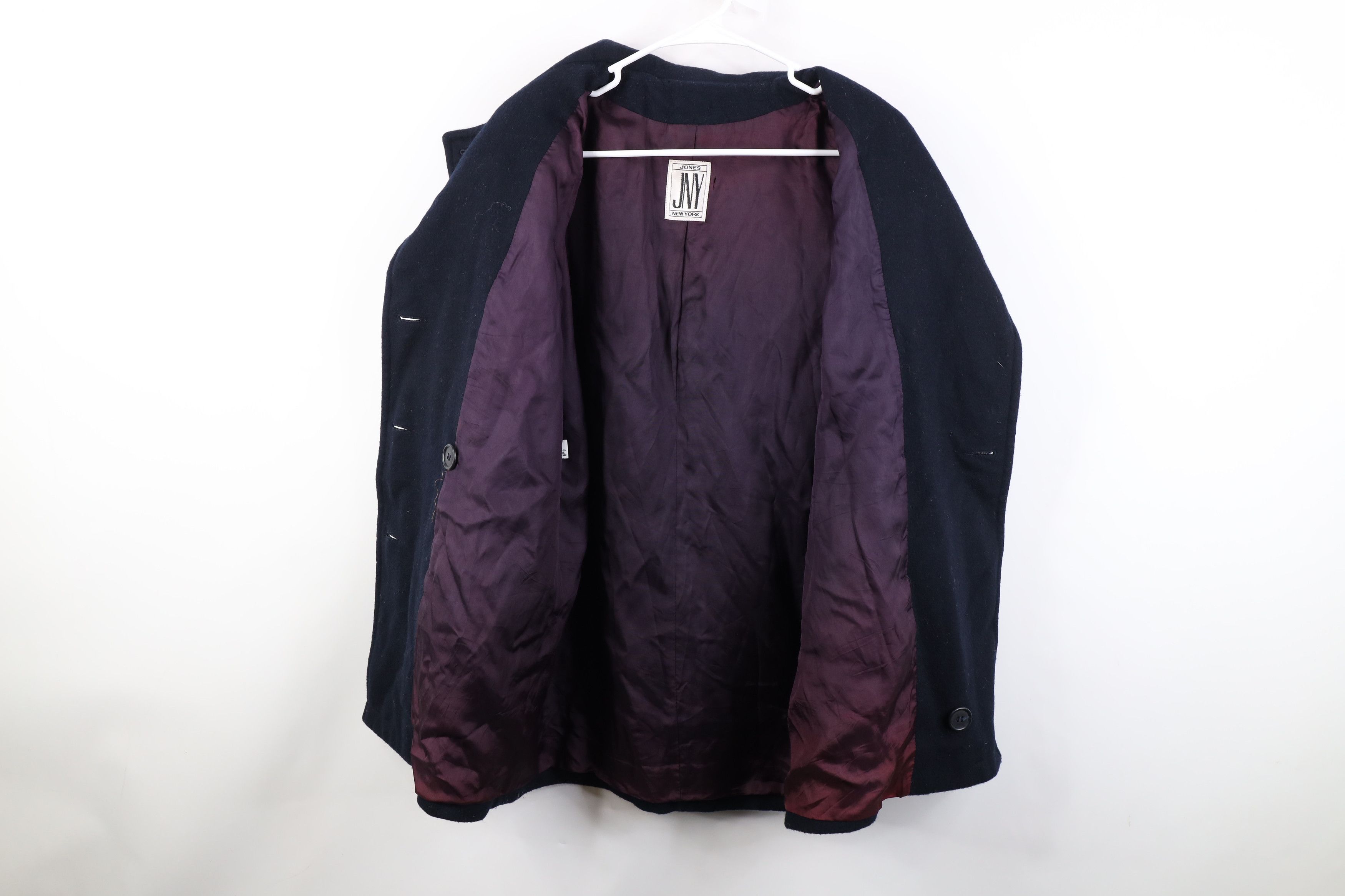 Vintage Vintage 90s Streetwear Breasted Peacoat Jacket Navy Blue Size L / US 10 / IT 46 - 10 Thumbnail