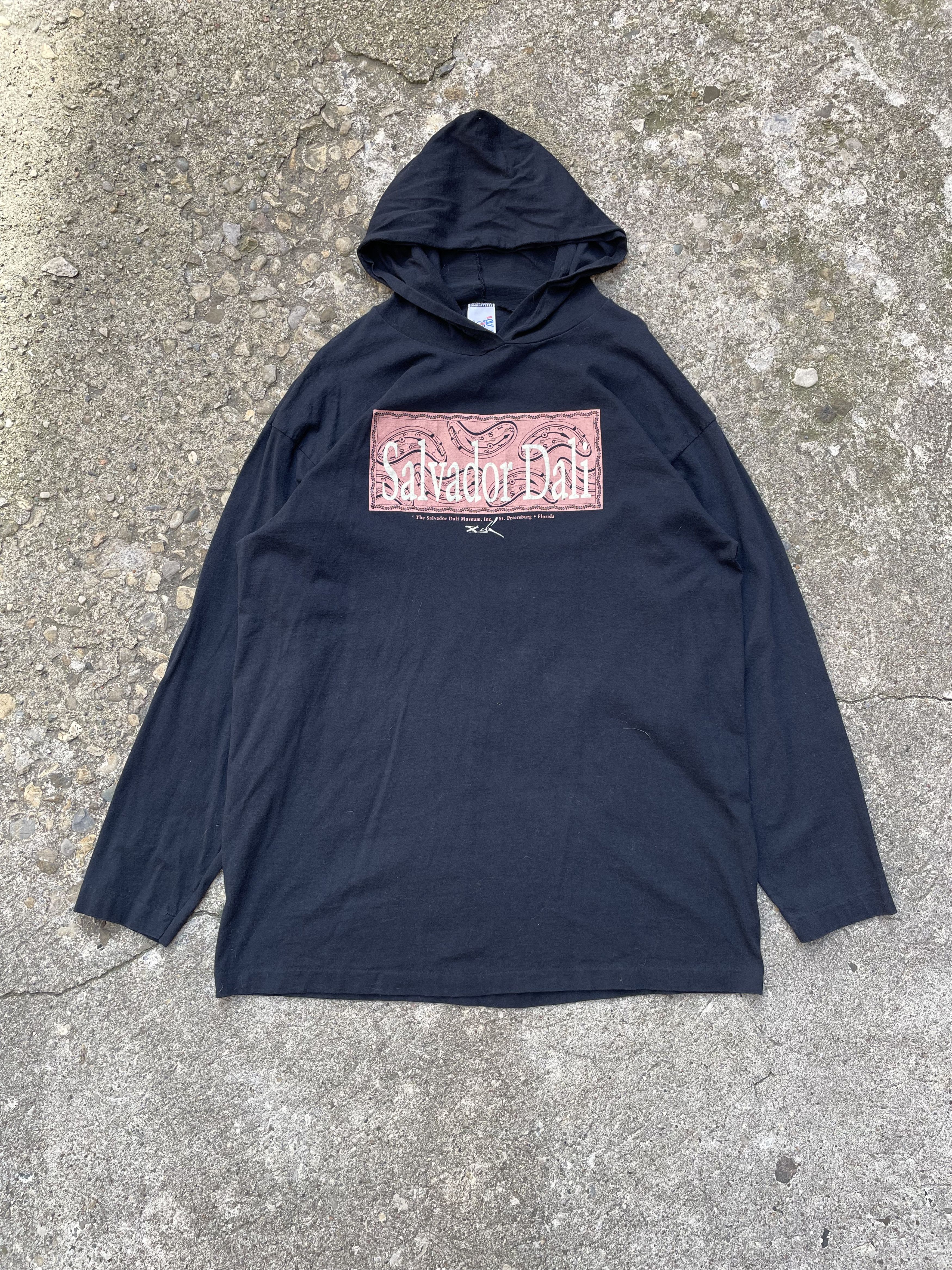 VTG 1990's Salvador Dali Art Hooded Long Sleeve T-Shirt