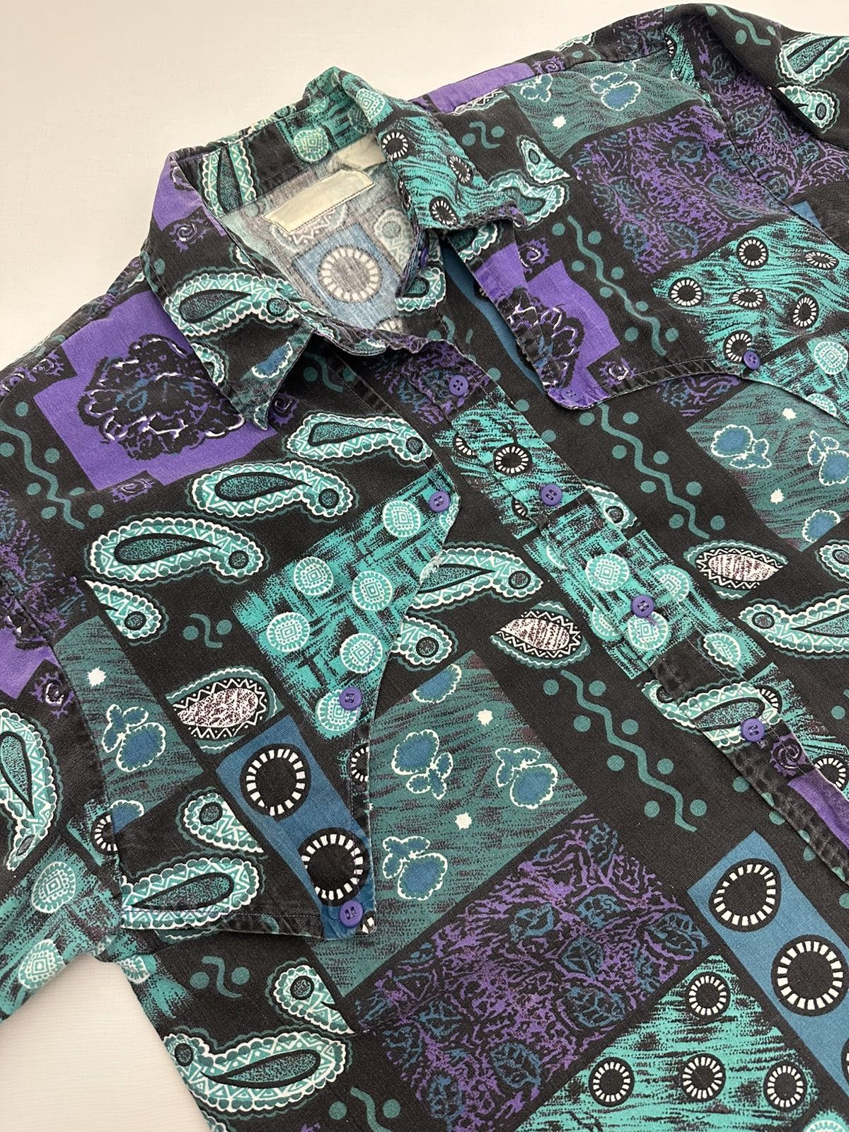 Other Vintage 80s Women’s Western Shirt Abstract Paisley Button Up Size XL / US 12-14 / IT 48-50 - 11 Thumbnail