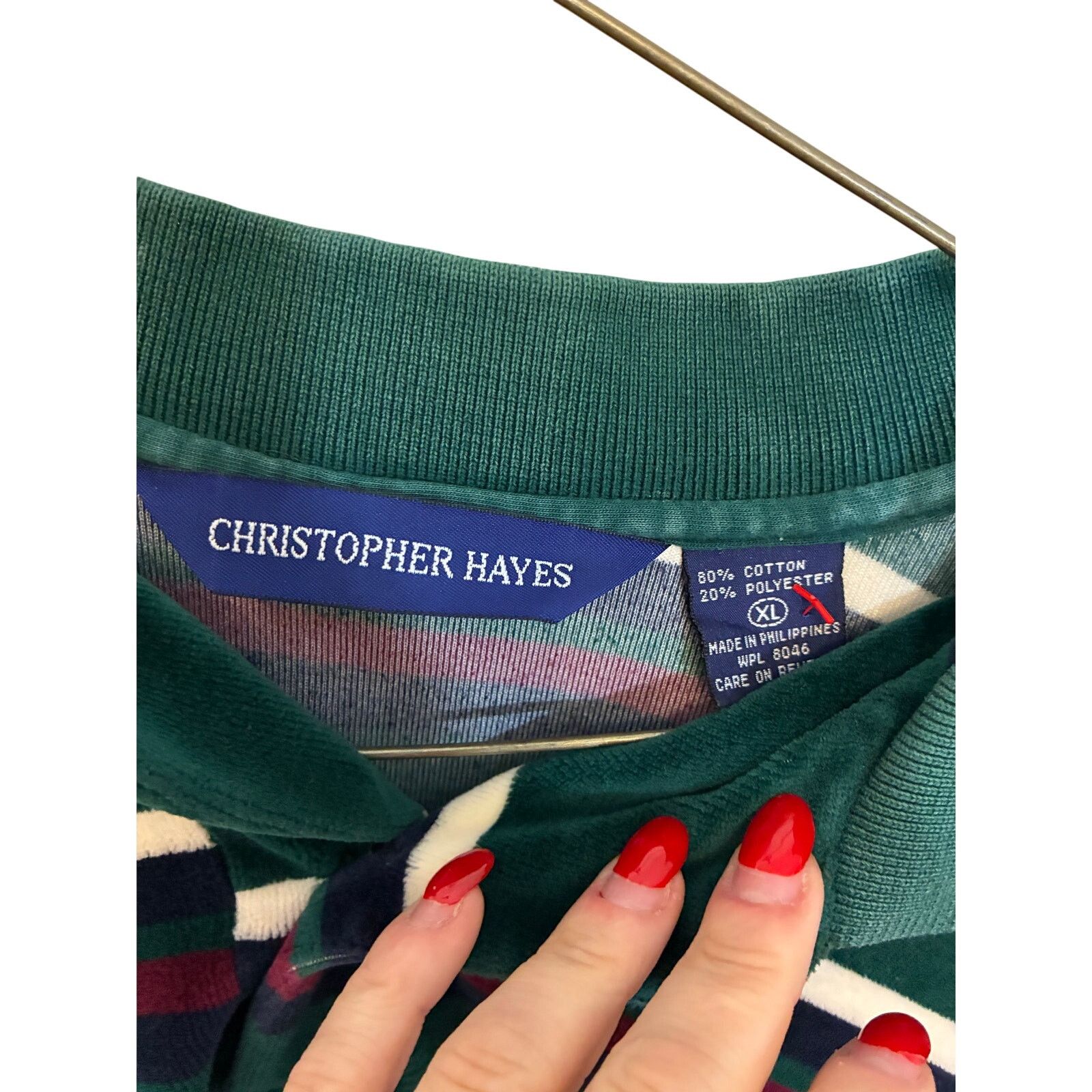 Other Christopher Hayes XL Striped Vintage Velour LS Polo Retro Size US XL / EU 56 / 4 - 4 Thumbnail
