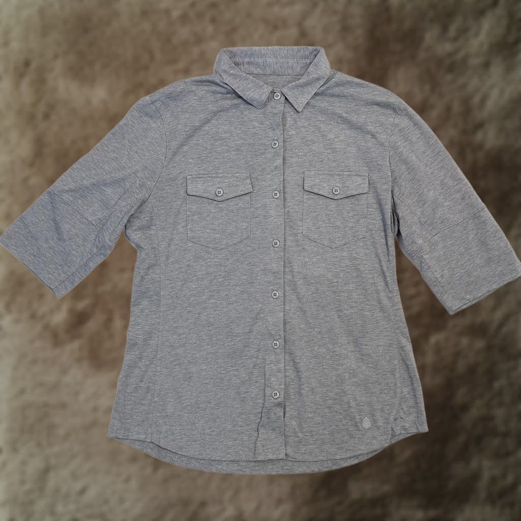 Vintage Stio Shirt Womens M Gray Button-Up 3/4 Sleeve Roll Tab Jersey Top Size M / US 6-8 / IT 42-44 - 1 Thumbnail