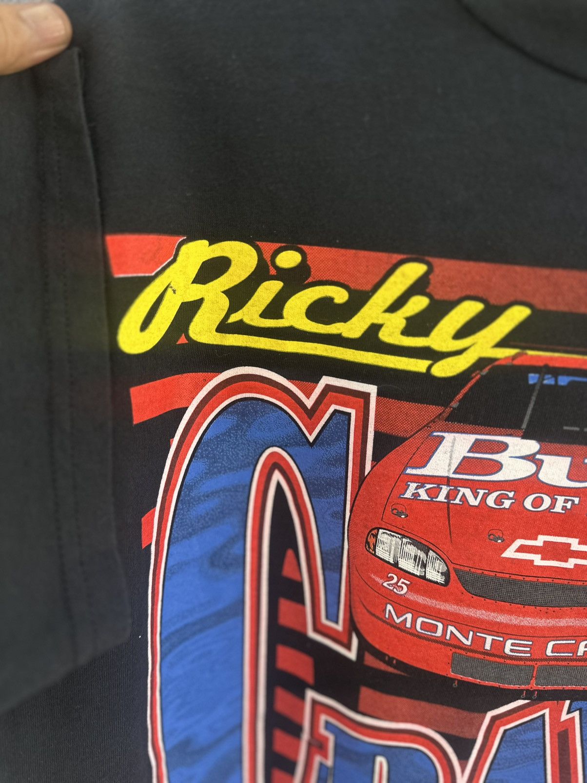 NASCAR Vintage 90s Ricky Graven Bud Racing Backhit Faded Tee Size US L / EU 52-54 / 3 - 8 Thumbnail