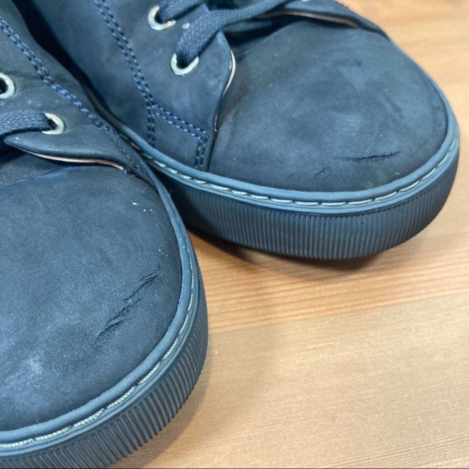 Lanvin Men's Dark Blue Calfskin Low Top Sneakers Size 8