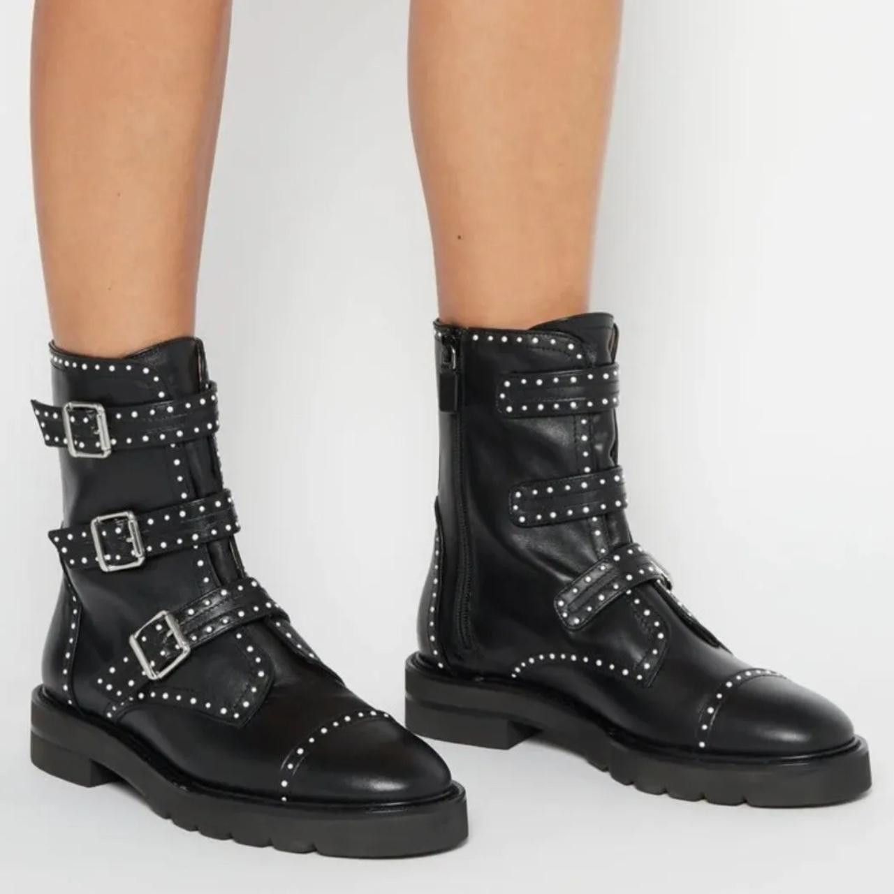 Stuart Weitzman Stuart Weitzman Leather Studded Accents Combat Boots 11.5 US Size US 11.5 / IT 41.5 - 1 Thumbnail