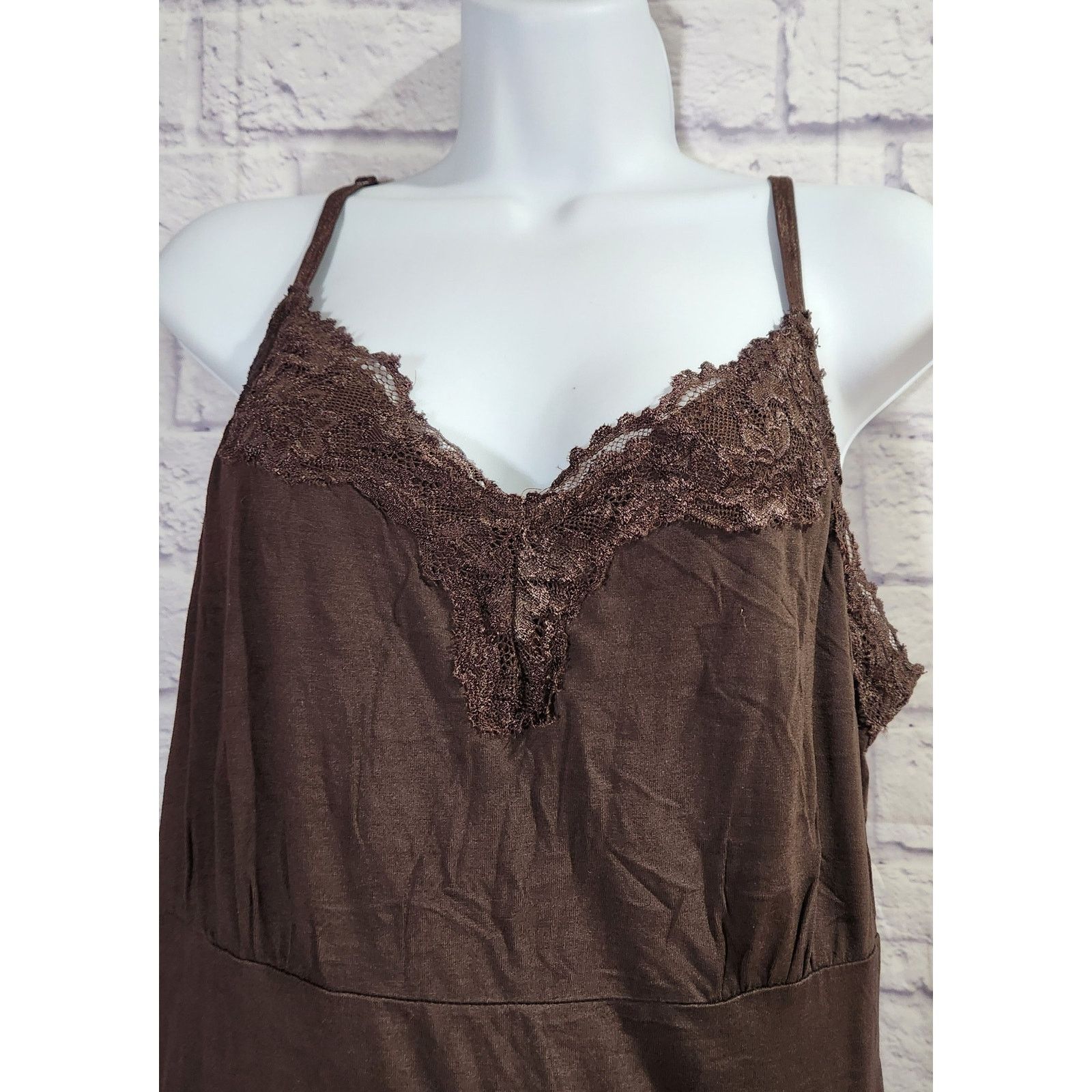 Other Lane Bryant Brown Lace Detail Spaghetti Strap Tank Top 18 20 Size XXL / US 16-18 / IT 52-54 - 2 Thumbnail
