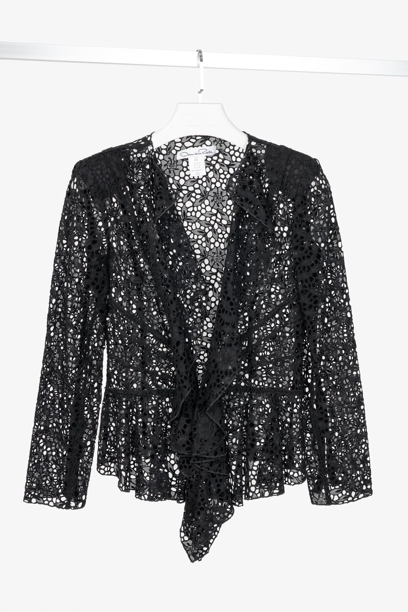 Oscar De La Renta Oscar de la Renta SS12 Runway Eyelet-Lace Ruffle Jacket Size M / US 6-8 / IT 42-44 - 1 Thumbnail