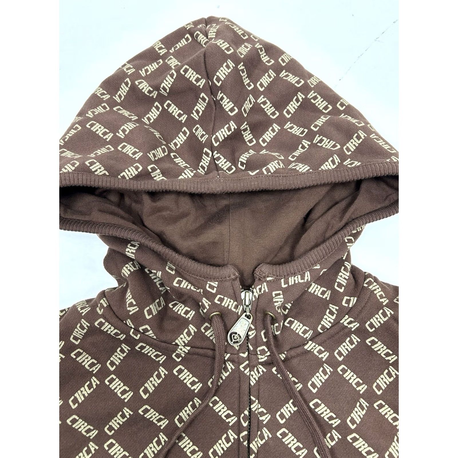 Vintage VINTAGE CIRCA Sweatshirt Muska All Over Print M Brown Full Zip Graphic Print Skate Corporate Repeat Hoodie Mens Size US M / EU 48-50 / 2 - 4 Thumbnail
