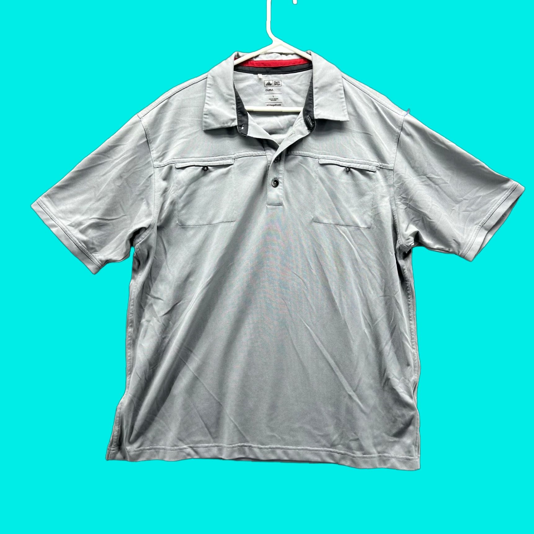 Adidas VINTAGE Adidas Polo Shirt Men Large Gray Athletic Climacool Golf Two Pocket Trefoil Shirt Size US L / EU 52-54 / 3 - 1 Thumbnail