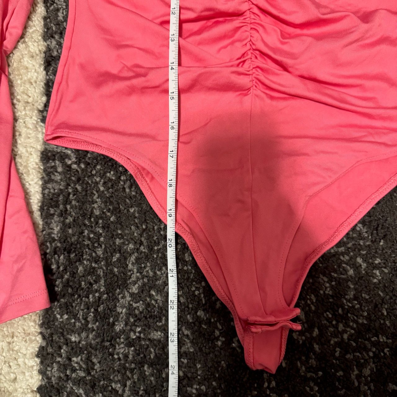 Zara Zara Ruched Pink Long Sleeve Bodysuit Size L / US 10 / IT 46 - 8 Thumbnail