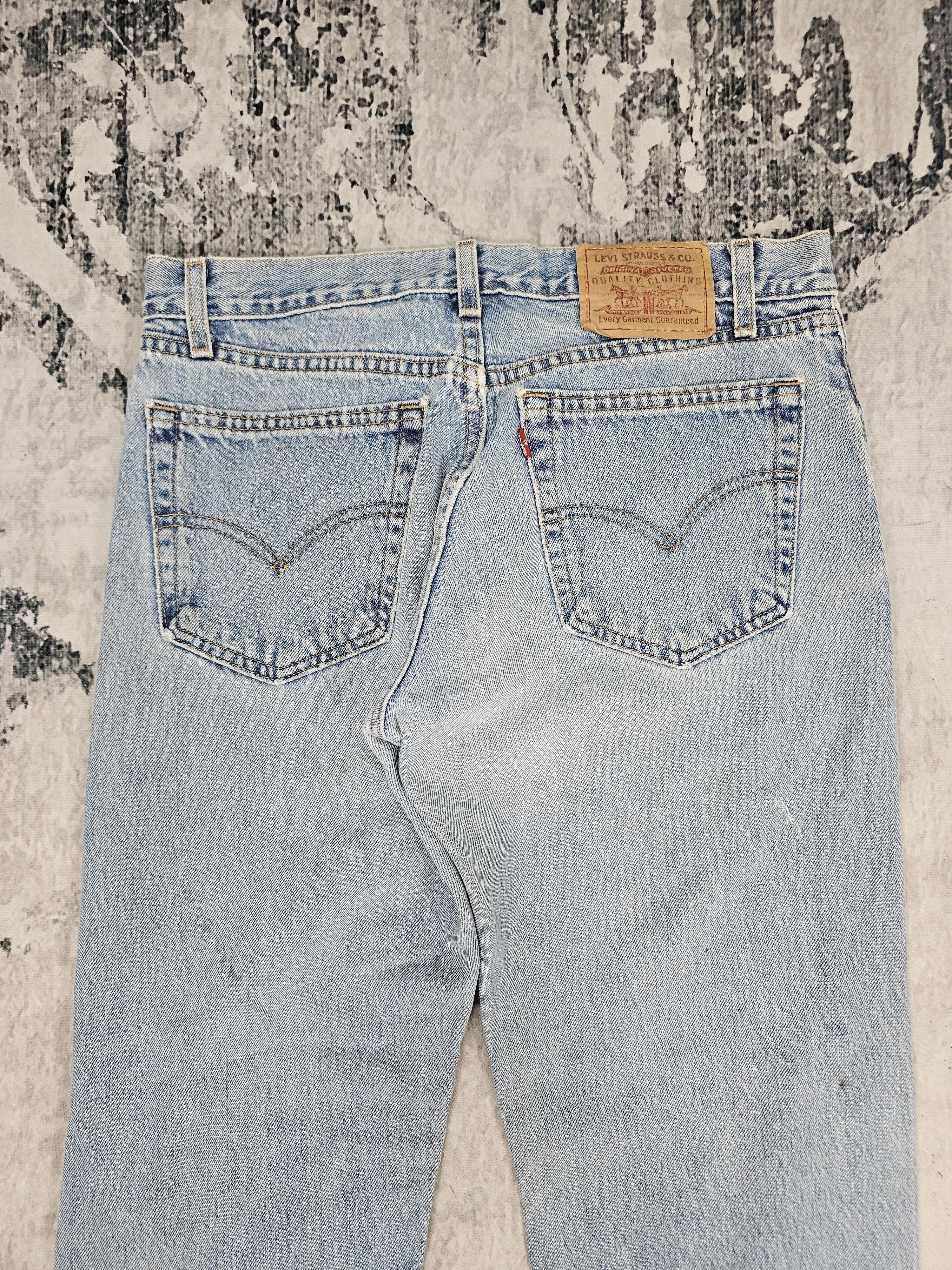 Levi's Vintage Clothing Vtg 90's LEVIS 501 Ripped Cropped Jeans Made In USA L0572 Size US 33 - 8 Thumbnail