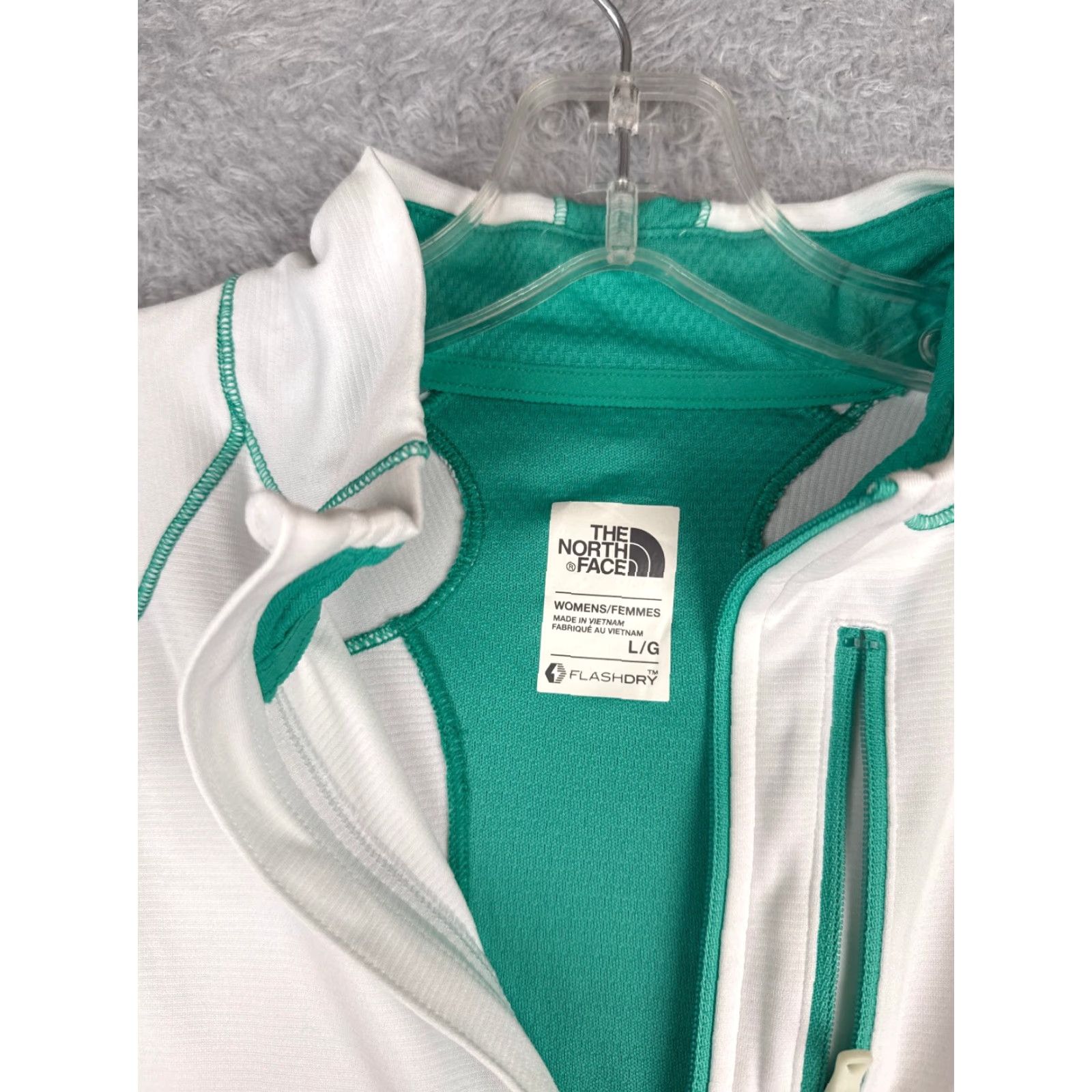 The North Face The North Face Sweater Women Large White Teal Flashdry 1/4 Zip Poly Lightweight Size L / US 10 / IT 46 - 7 Thumbnail