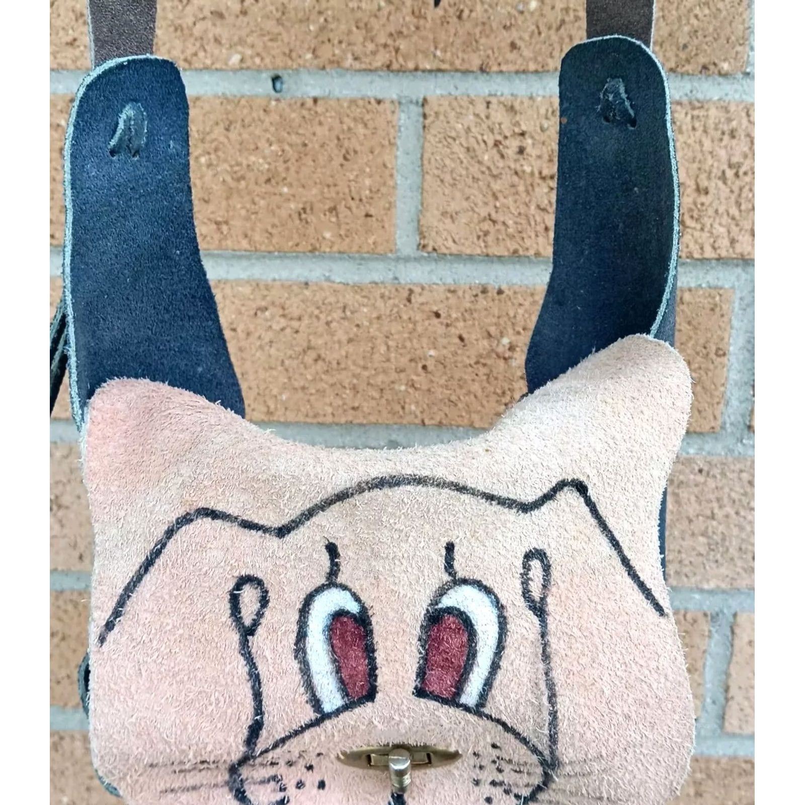 Vintage Handmade Suede Leather Purse Hound Dog Art Small Shoulder Bag Artsy Puppy Size ONE SIZE - 3 Thumbnail