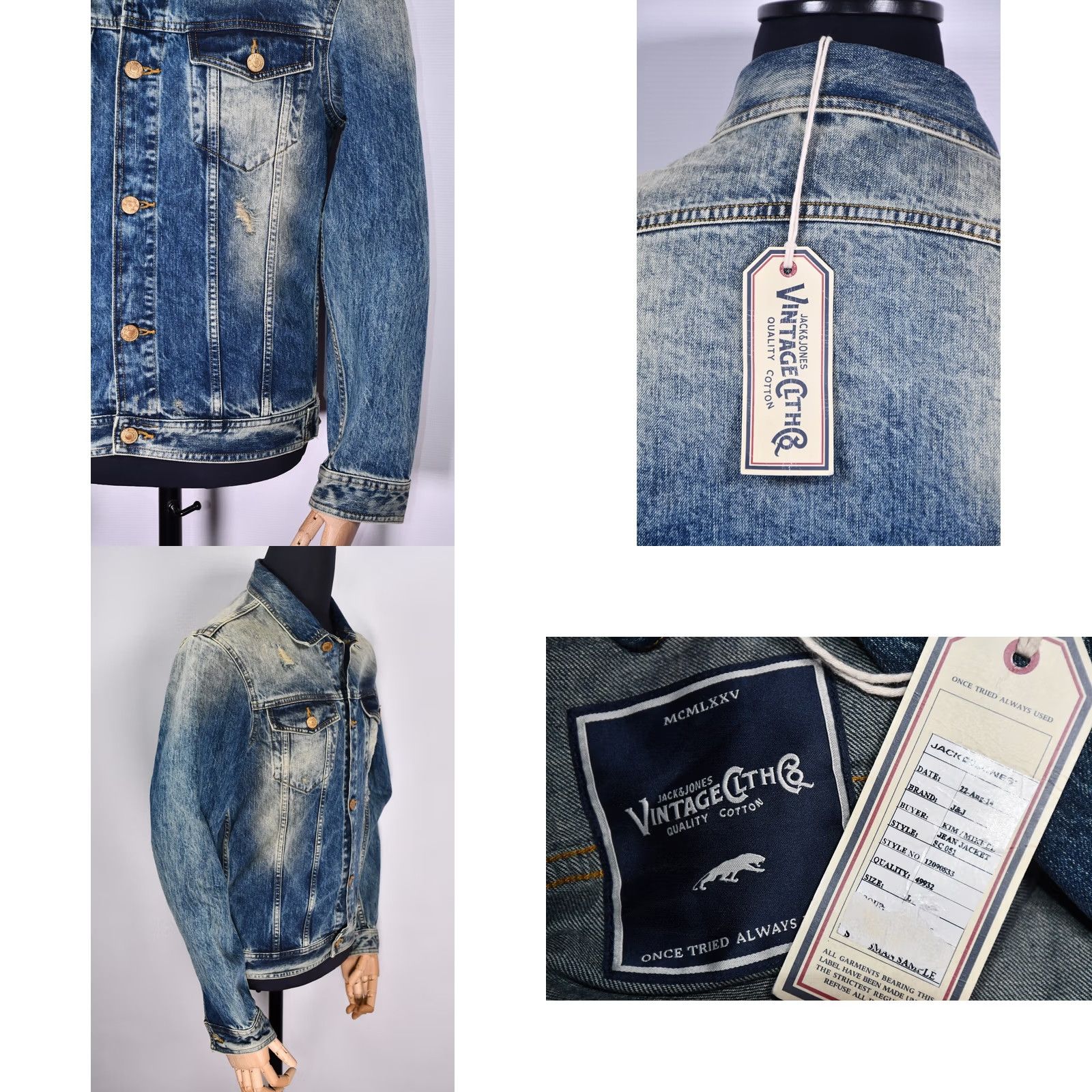 Jack & Jones JACK & JONES Jacket Denim blue L Mens Classic 100% Cotton Casual VINTAGE? Size US 33 - 8 Thumbnail