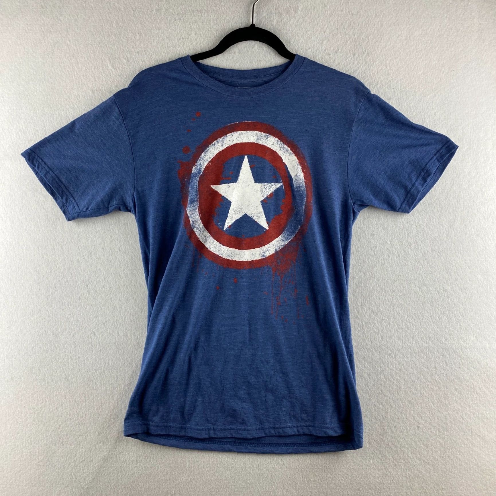 Vintage Marvel Captain America Shirt Mens S Blue Short Sleeve Graphic Print Casual Size US S / EU 44-46 / 1 - 2 Thumbnail