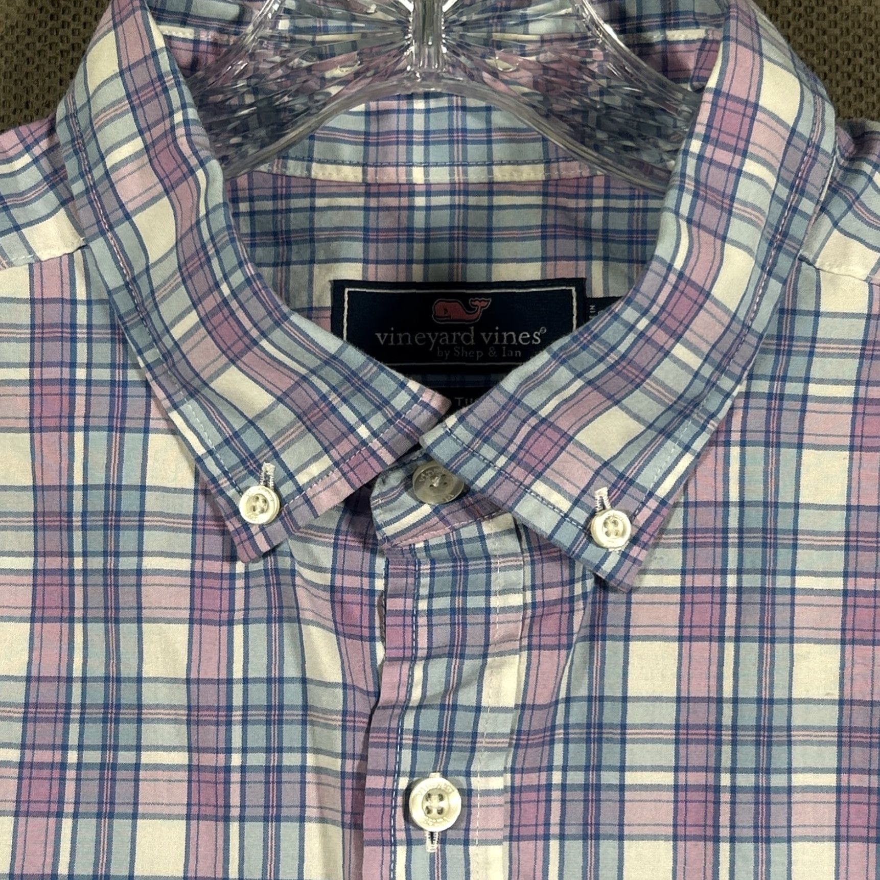 Vineyard Vines Vineyard Vines Tucker Shirt Classic Fit Mens Button-Up Plaid Long Sleeve XL Purple Size US XL / EU 56 / 4 - 4 Thumbnail