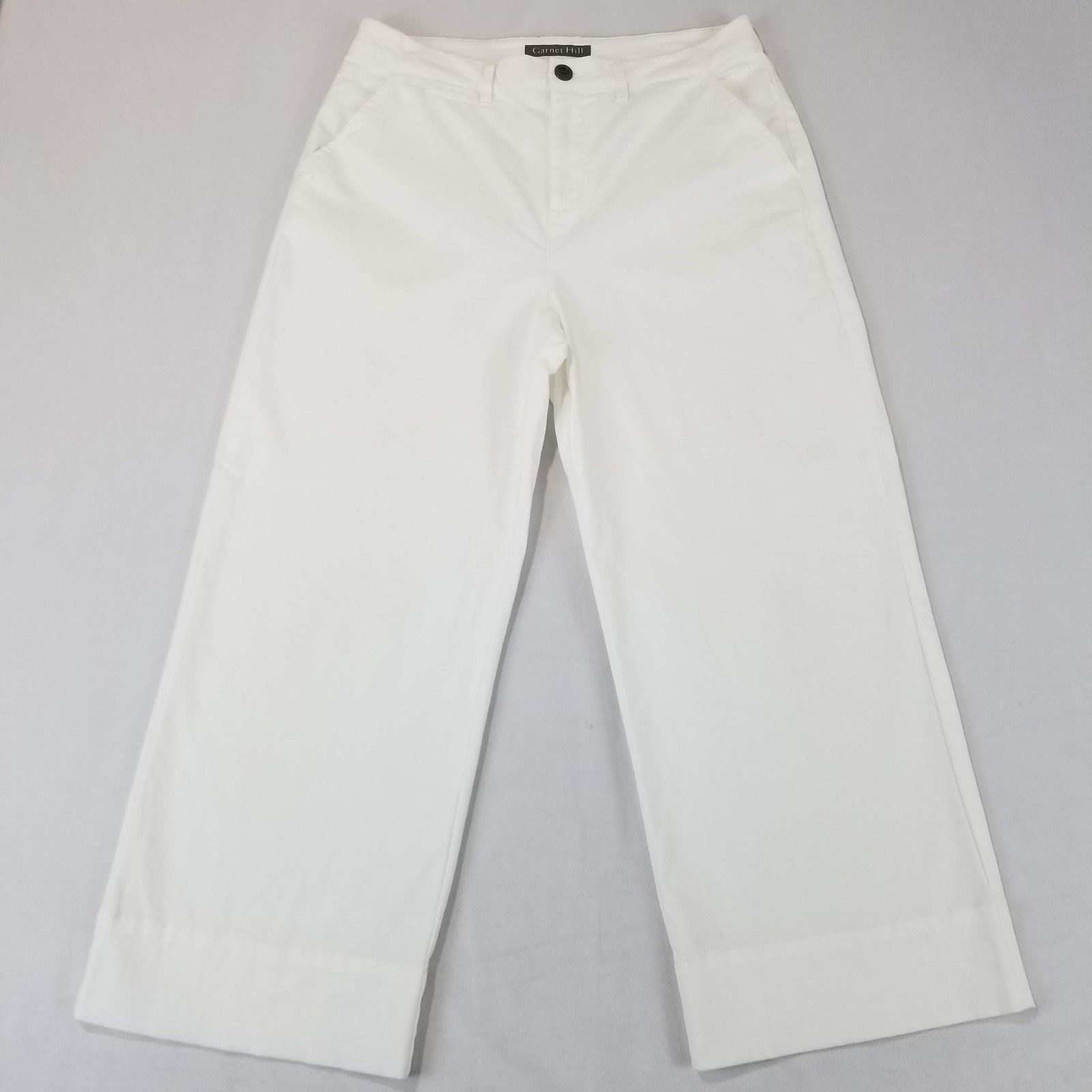 Other Garnet Hill Pants 8 White Wide Leg Cropped High Rise Size 30" / US 8 / IT 44 - 12 Thumbnail