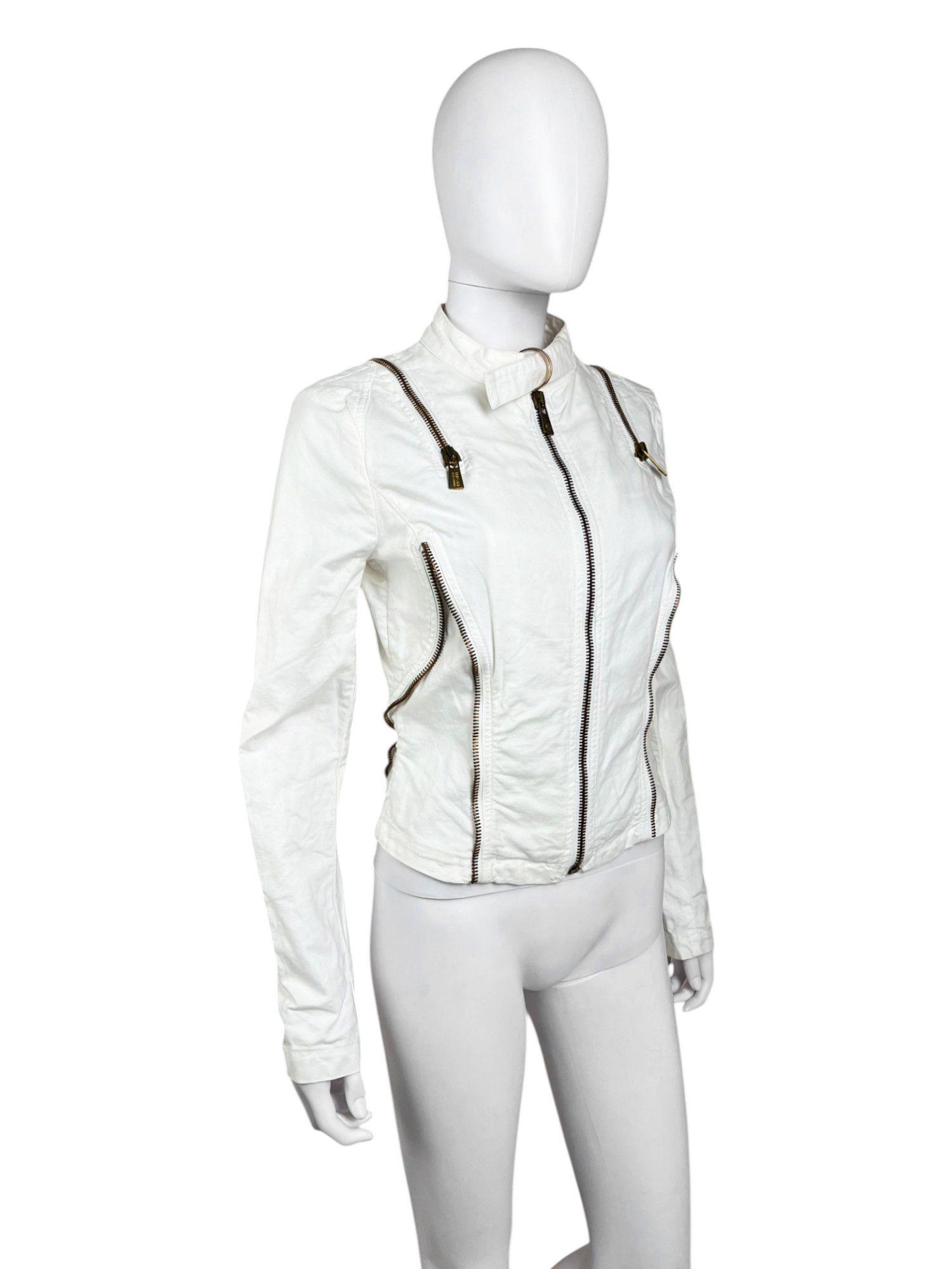 Versace by Donatella S/S 2005 Multizip White Cotton Jacket Size S / US 4 / IT 40 - 2 Thumbnail