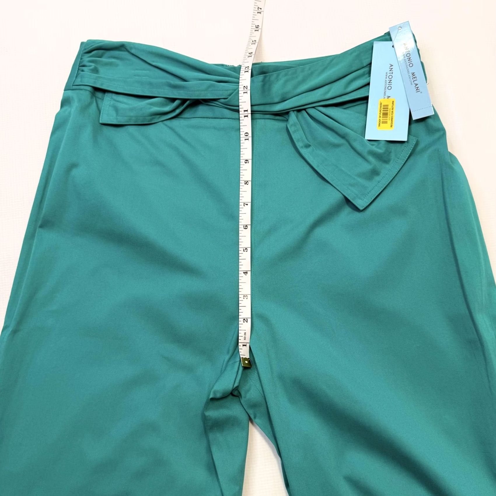 Vintage Antonio Melani Pants Womens 10 Blue Baily Bow Tie Straight Leg Stretch Career Size 32" / US 10 / IT 46 - 4 Thumbnail
