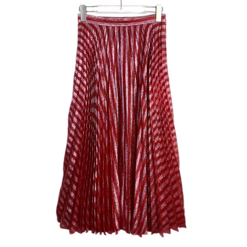 Gucci GucciSilver silk striped stitching red skirt Size 25" / US 0 / IT 36 - 1 Thumbnail