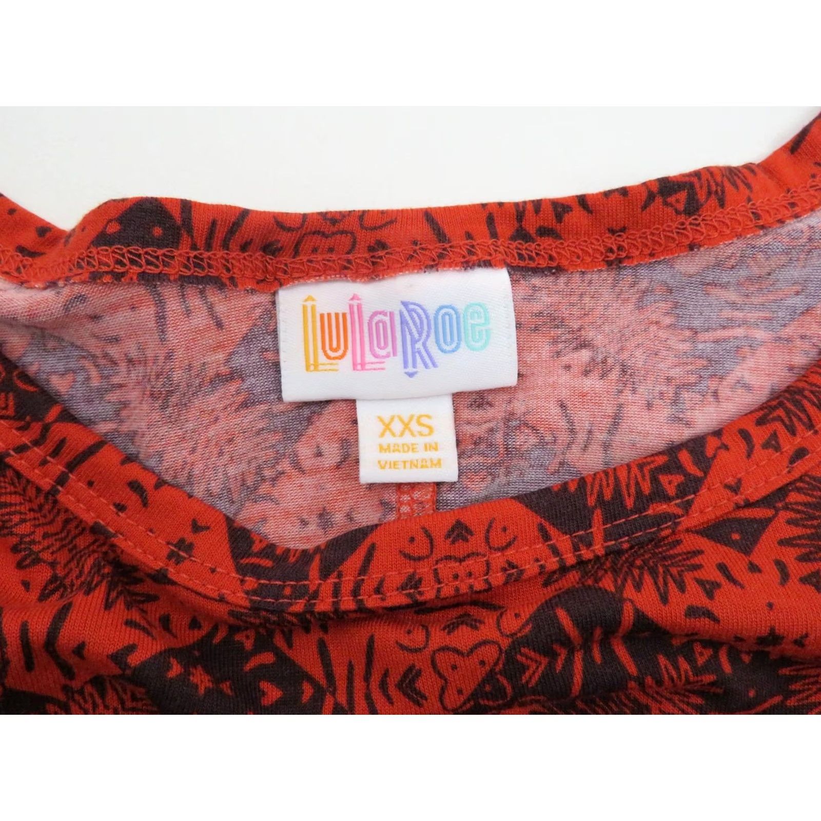 Vintage LuLaRoe Carly Dress XXS Red Black Blue Tribal Geometric Aztec Stretch Swing Size XXS / US 00 / IT 34 - 4 Thumbnail