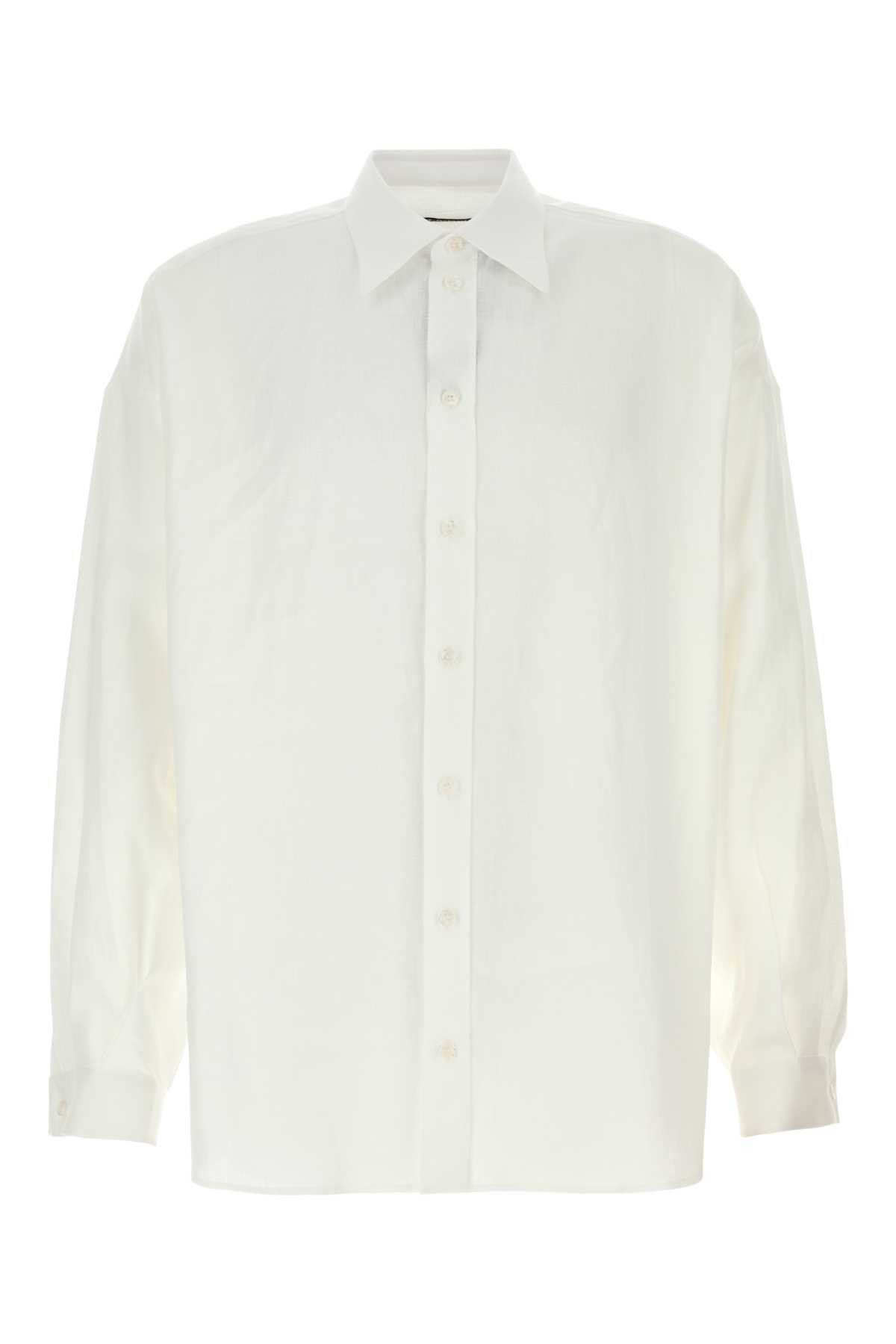 Dolce & Gabbana White Linen Shirt Size US XL / EU 56 / 4 - 1 Thumbnail