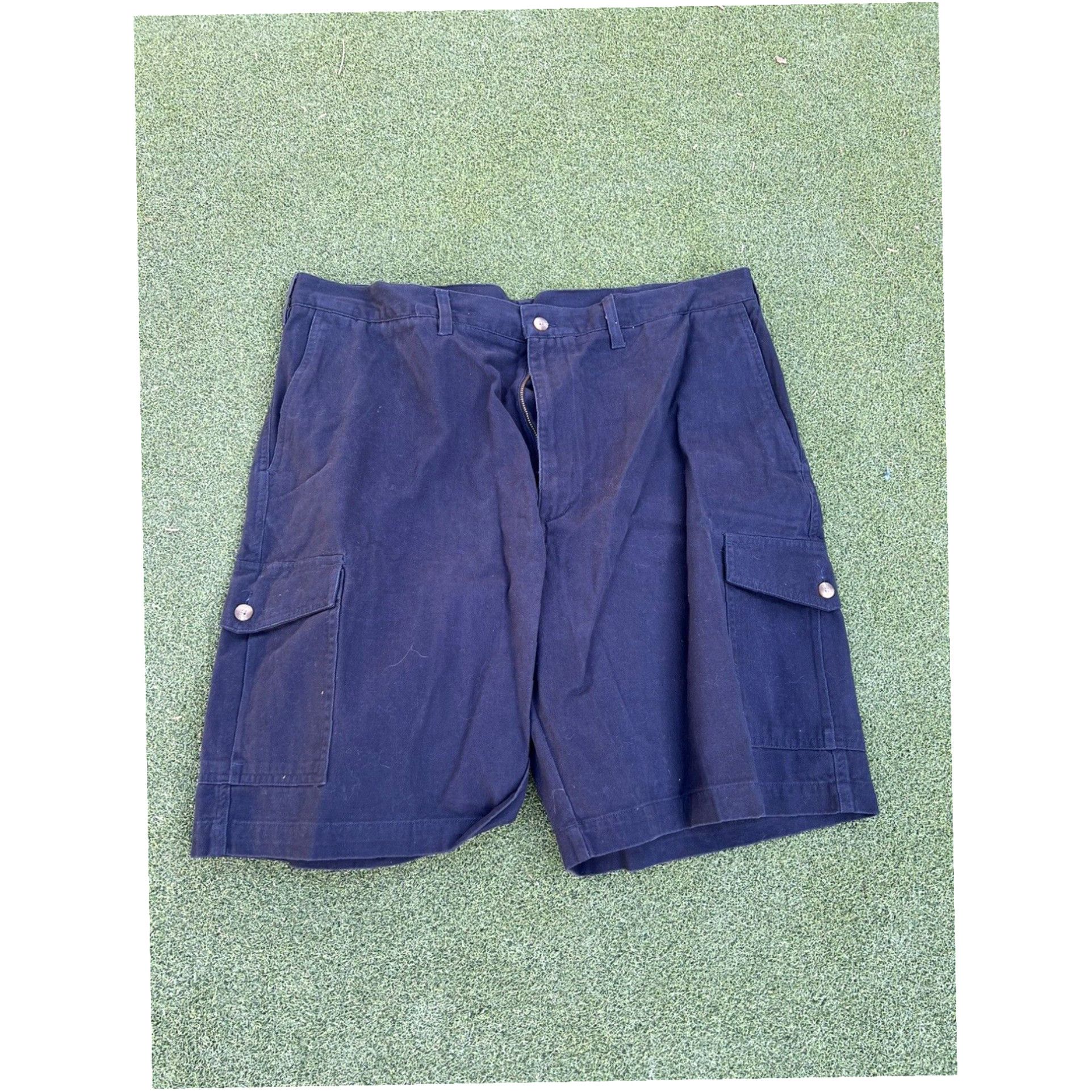 Savane Savane Men’s 40 Waist Blue Solid Cotton Flap Pockets Cargo Shorts Size US 40 / EU 56 - 2 Thumbnail
