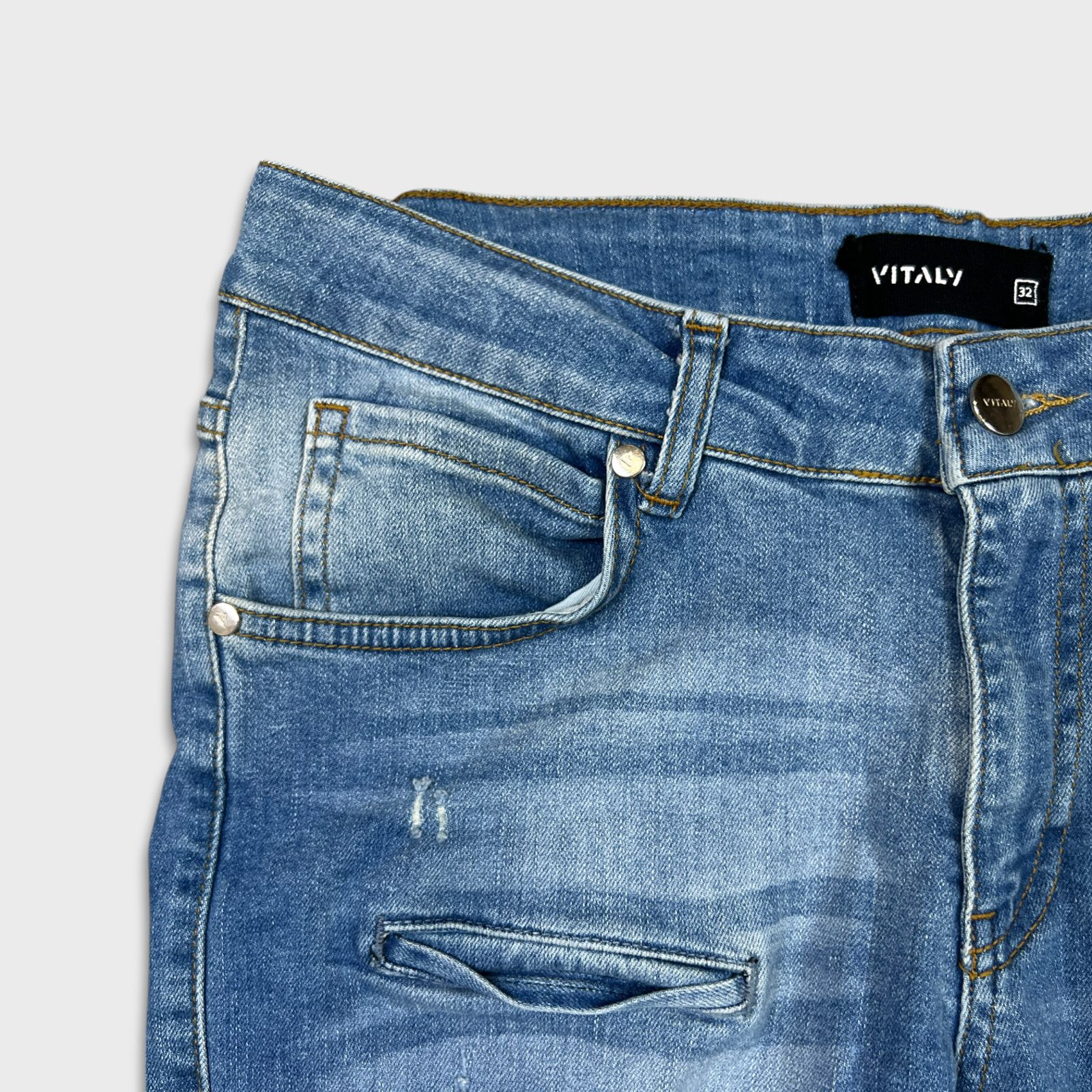Vitaly Design Vitaly Jeans 32x30 Faded Distressed Slim Taper Denim Pants Size US 32 / EU 48 - 3 Thumbnail