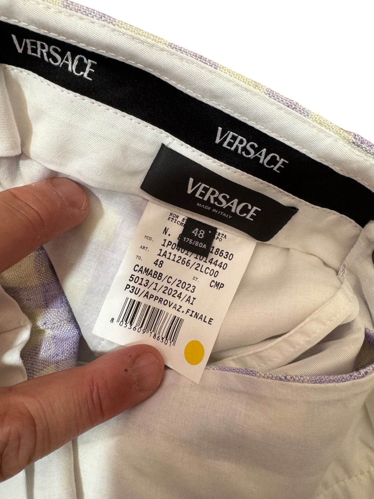 Versace Versace Men’s Suit Lilac Ivory Checkered Size 48 Size 38R - 14 Thumbnail