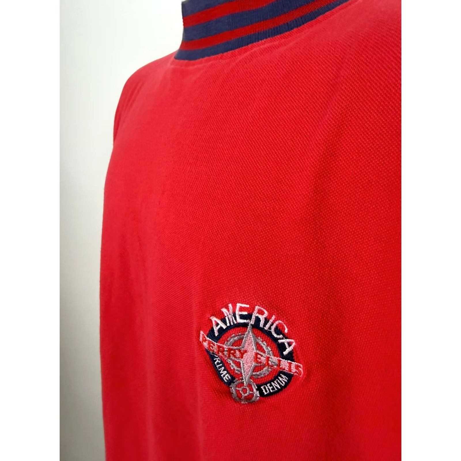Perry Ellis VINTAGE Perry Ellis Shirt Men Large Mock Neck 90s Red Knit Cotton Long Sleeve T-Shirt Retro 80s 90s Hipster Outdoor Size US L / EU 52-54 / 3 - 5 Thumbnail