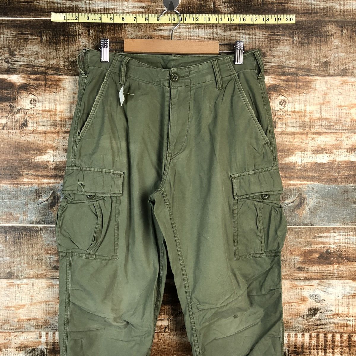 Japanese Brand DLL Uniqlo Green utility Cargo Multipocket Pants #C217 Size US 28 / EU 44 - 4 Thumbnail
